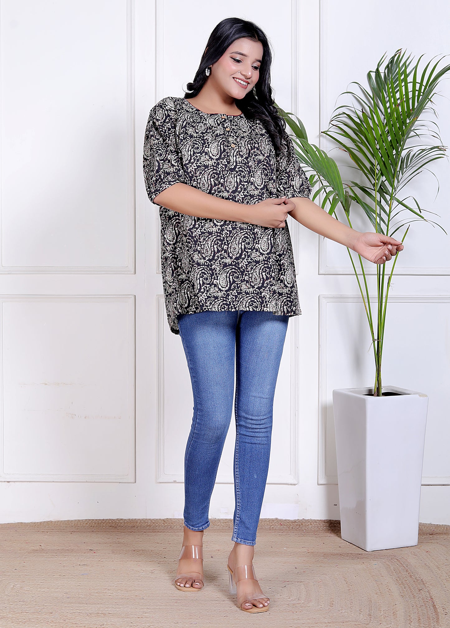 Printed Cotton Tunic Top