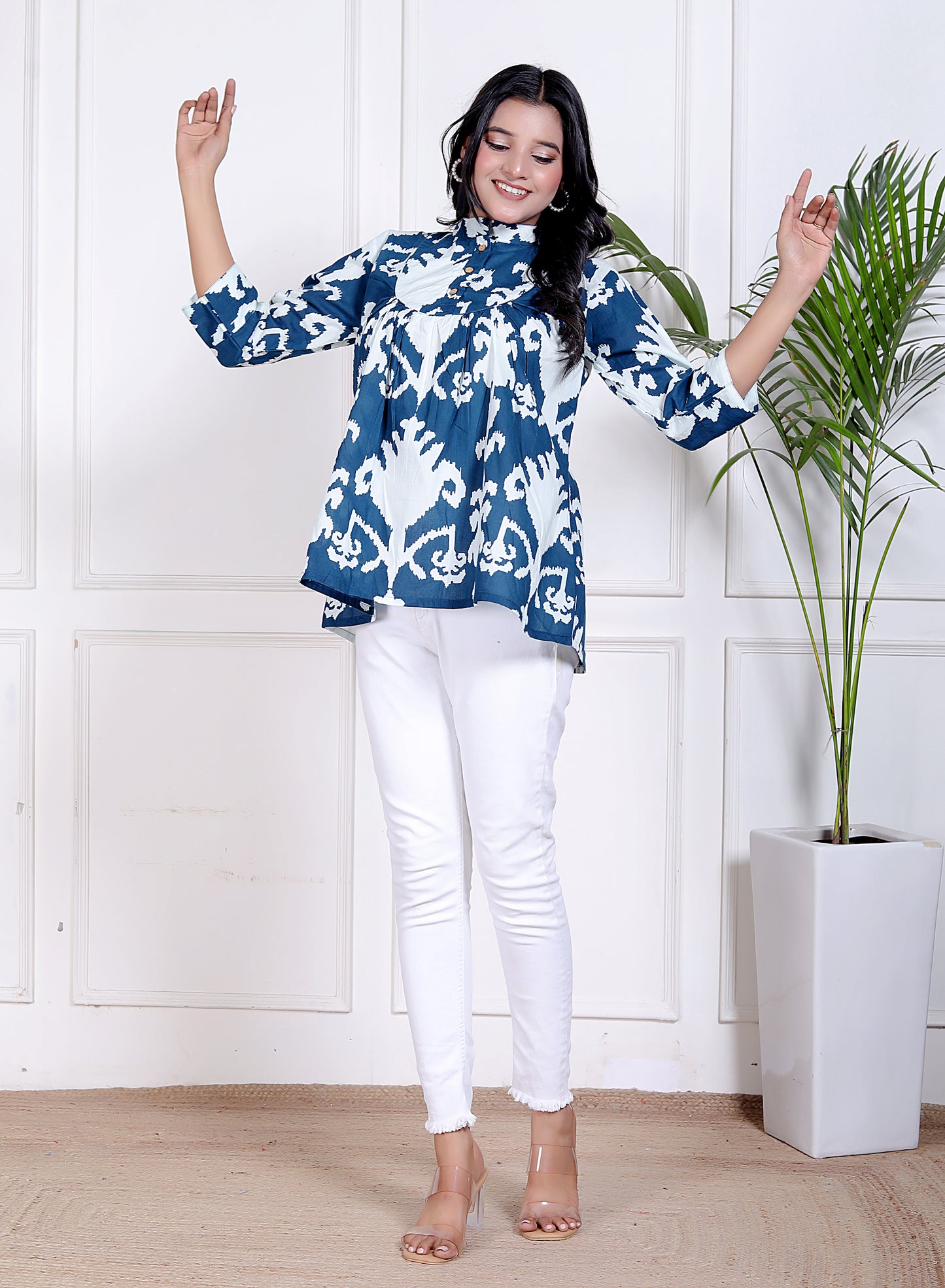 Indigo White Floral Top