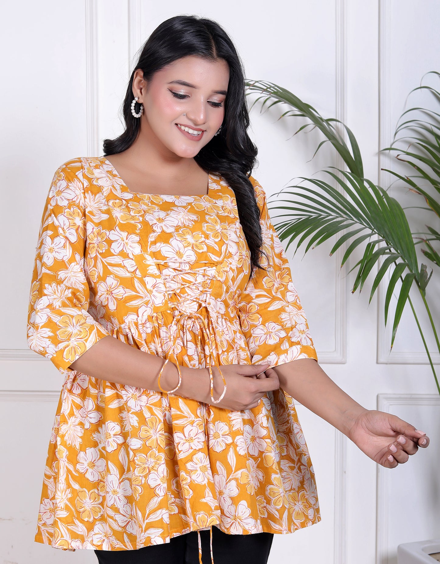 Sunshine Bloom Tie-Front Top