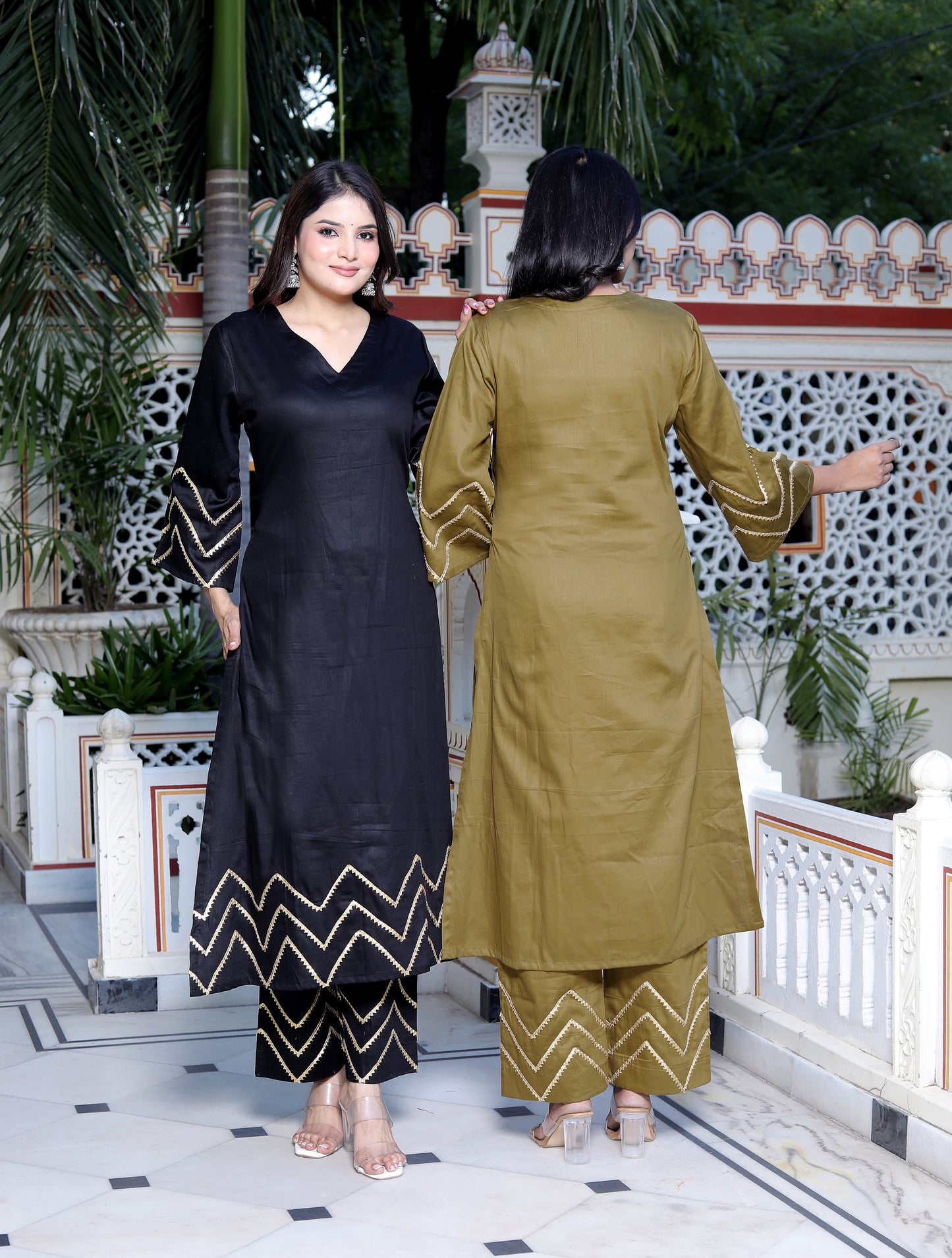 GRACE GREEN & DIGITAL PRINT SUIT SET