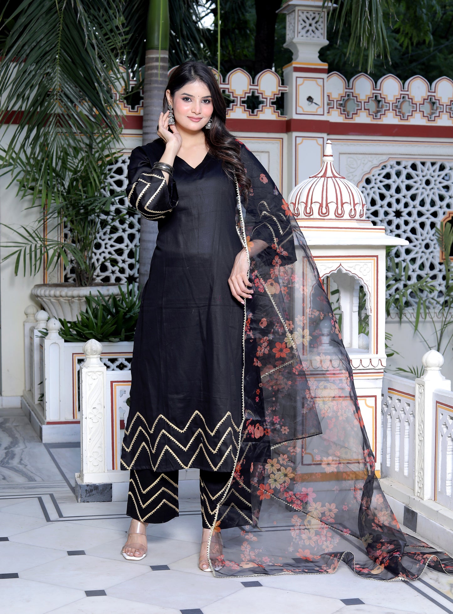 GRACE BLACK & DIGITAL PRINT SUIT SET