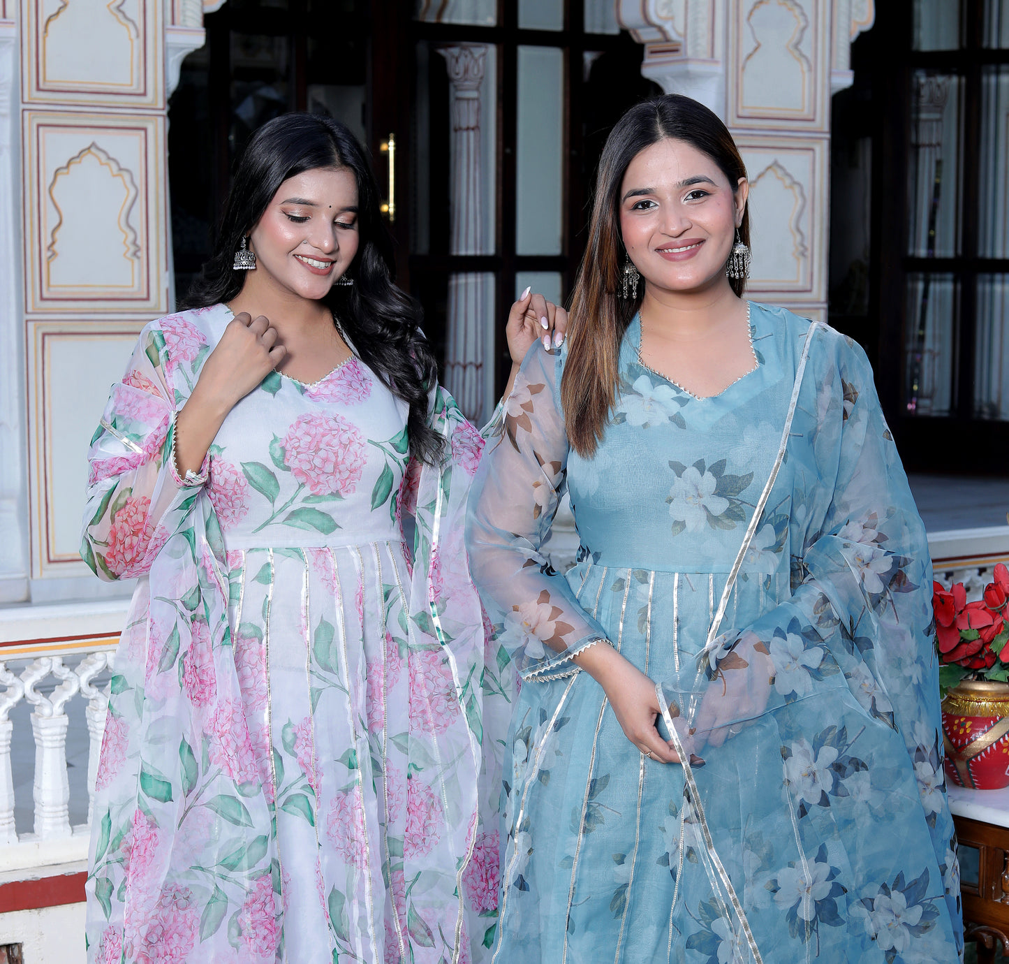 SUHANA POWDER BLUE ORGANZA SUIT SET