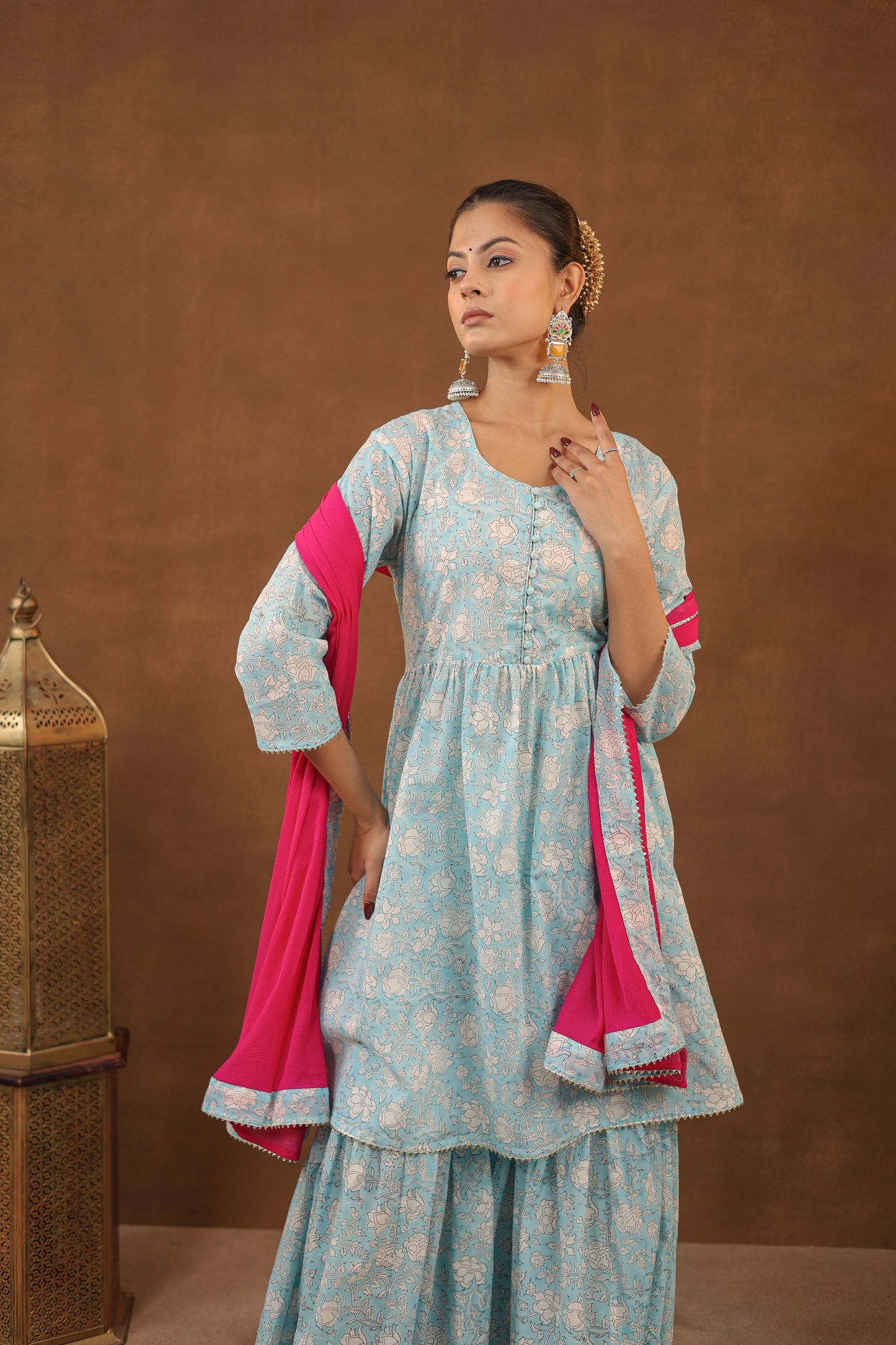 Classic Contrast Sharara Set