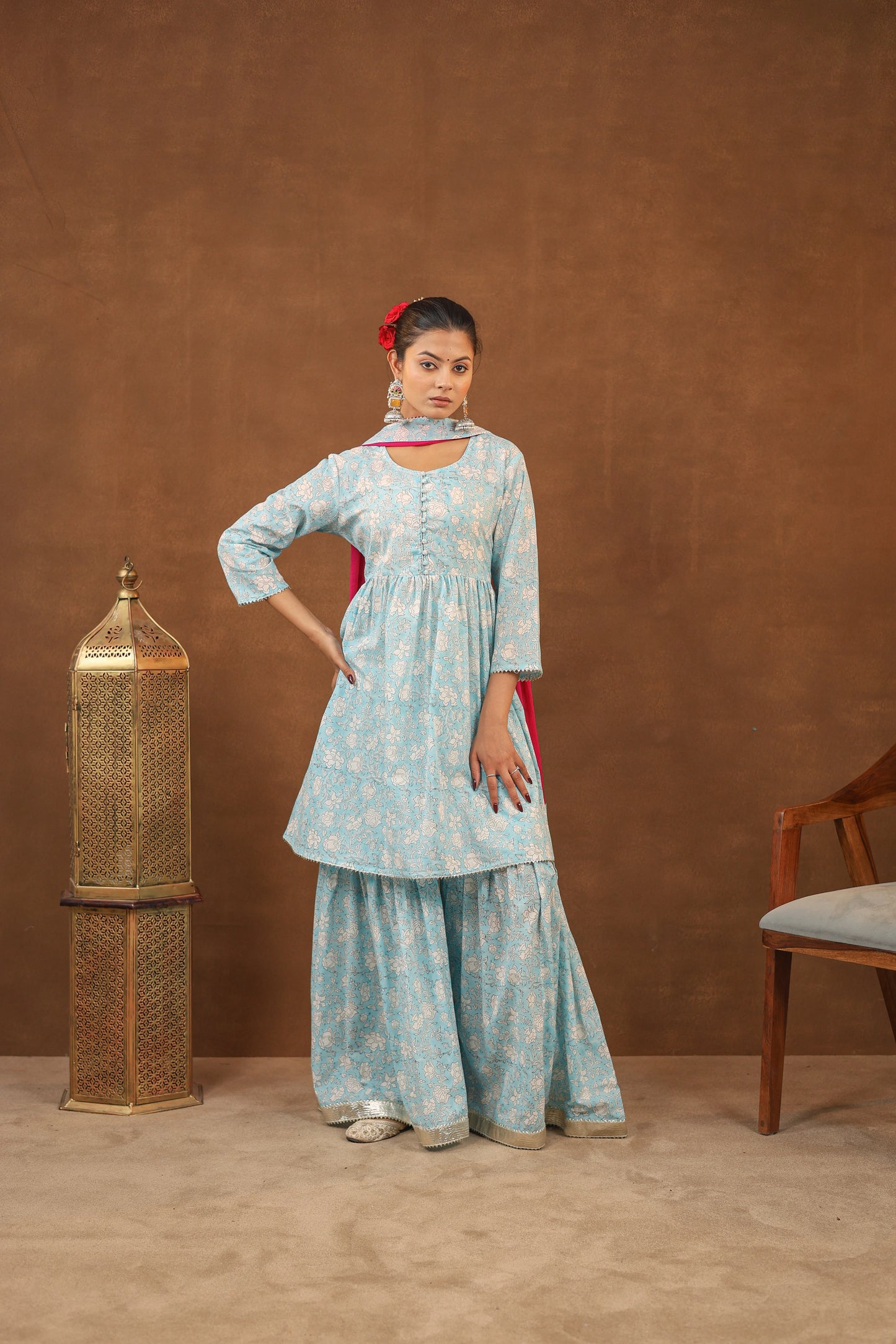 Classic Contrast Sharara Set