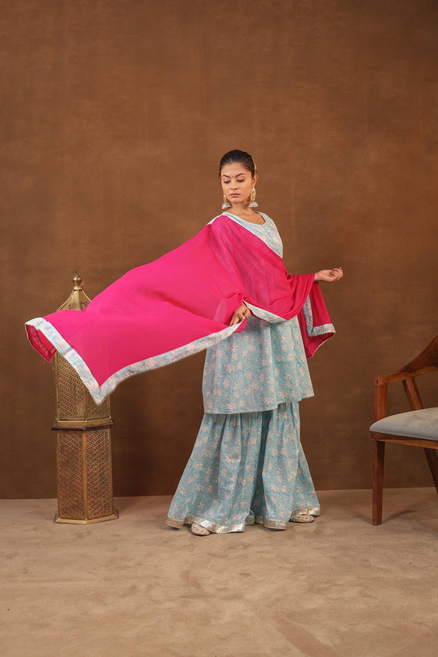 Classic Contrast Sharara Set