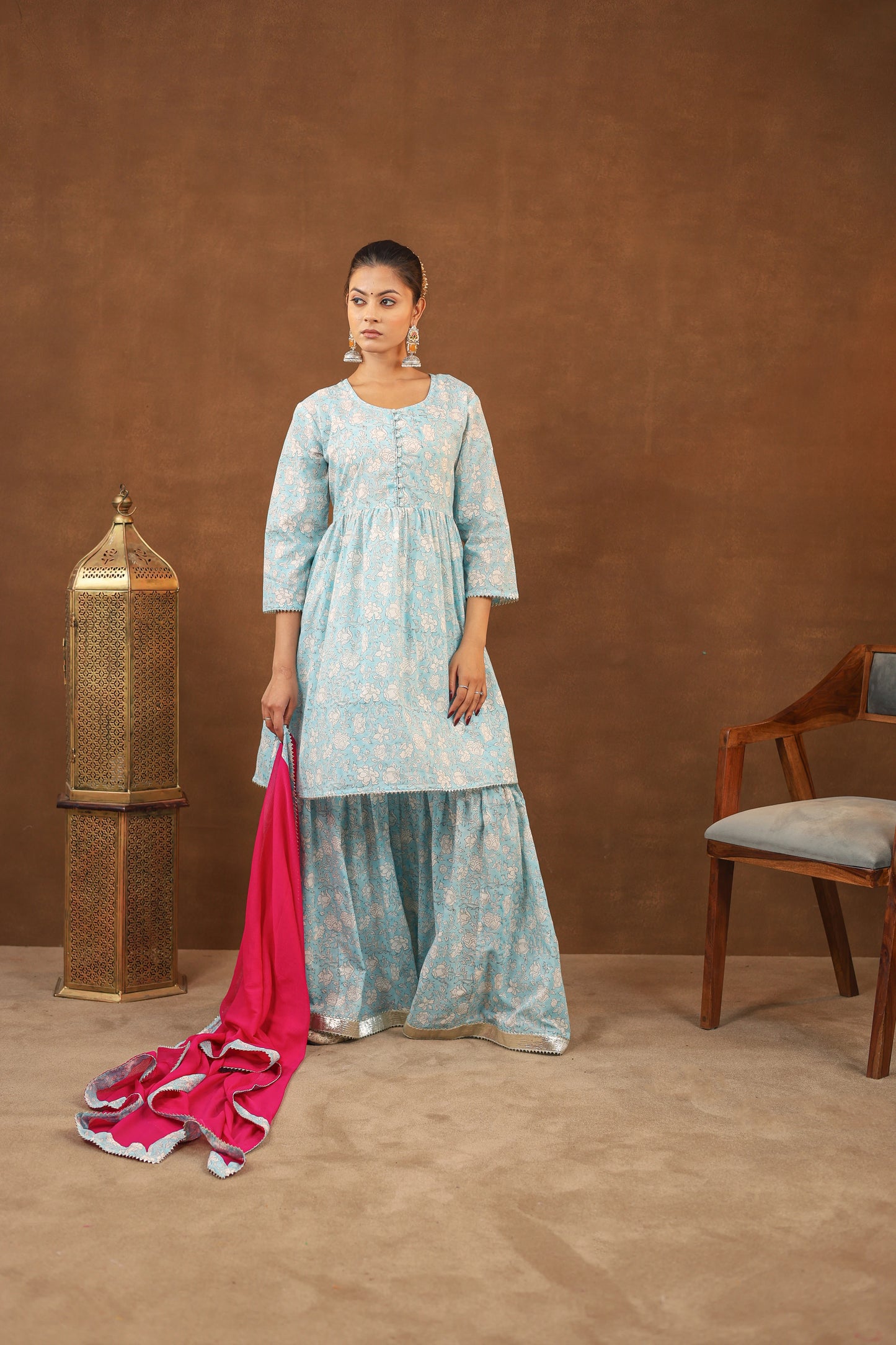 Classic Contrast Sharara Set