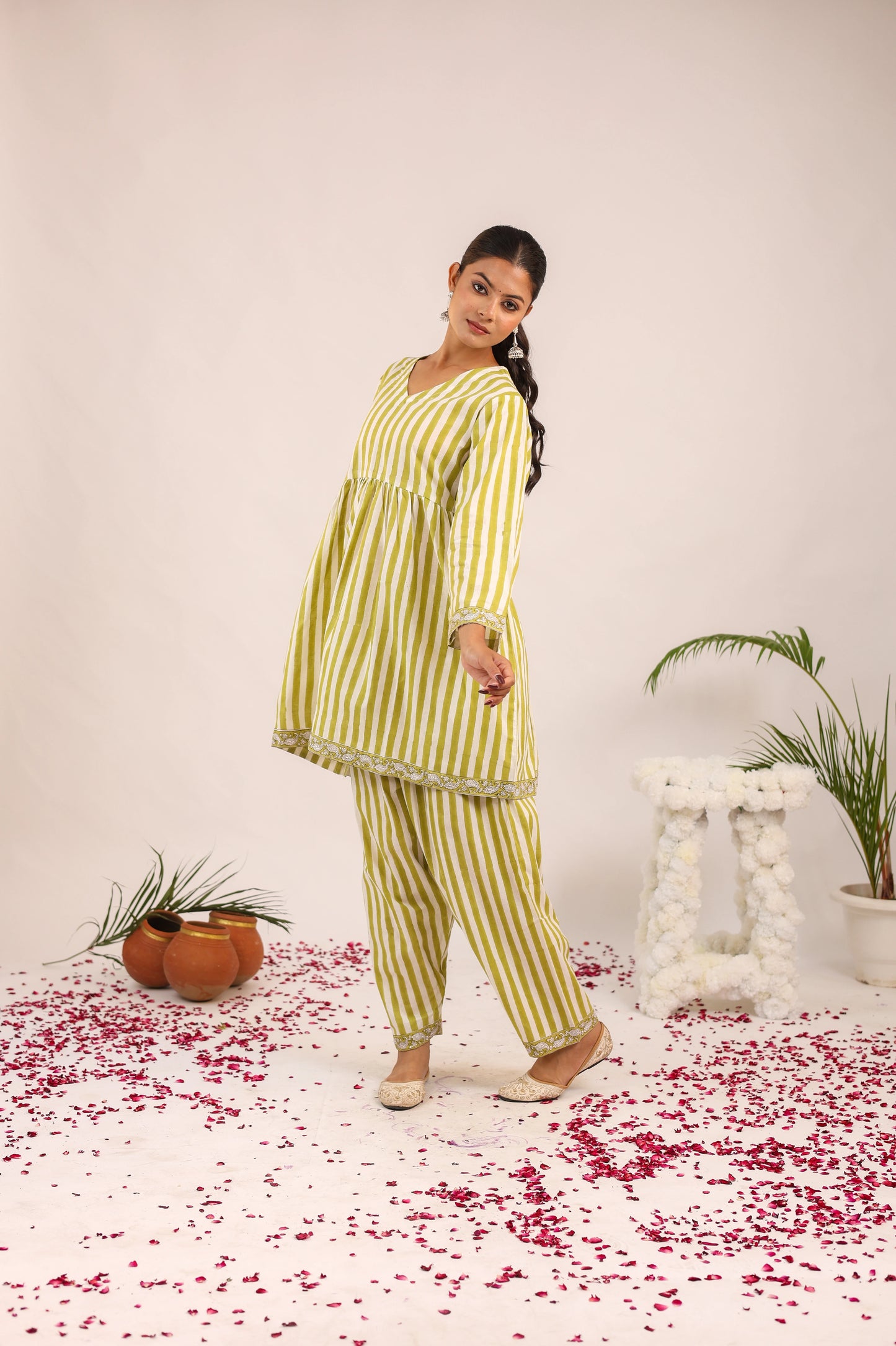 Olive Stripe Coord Set