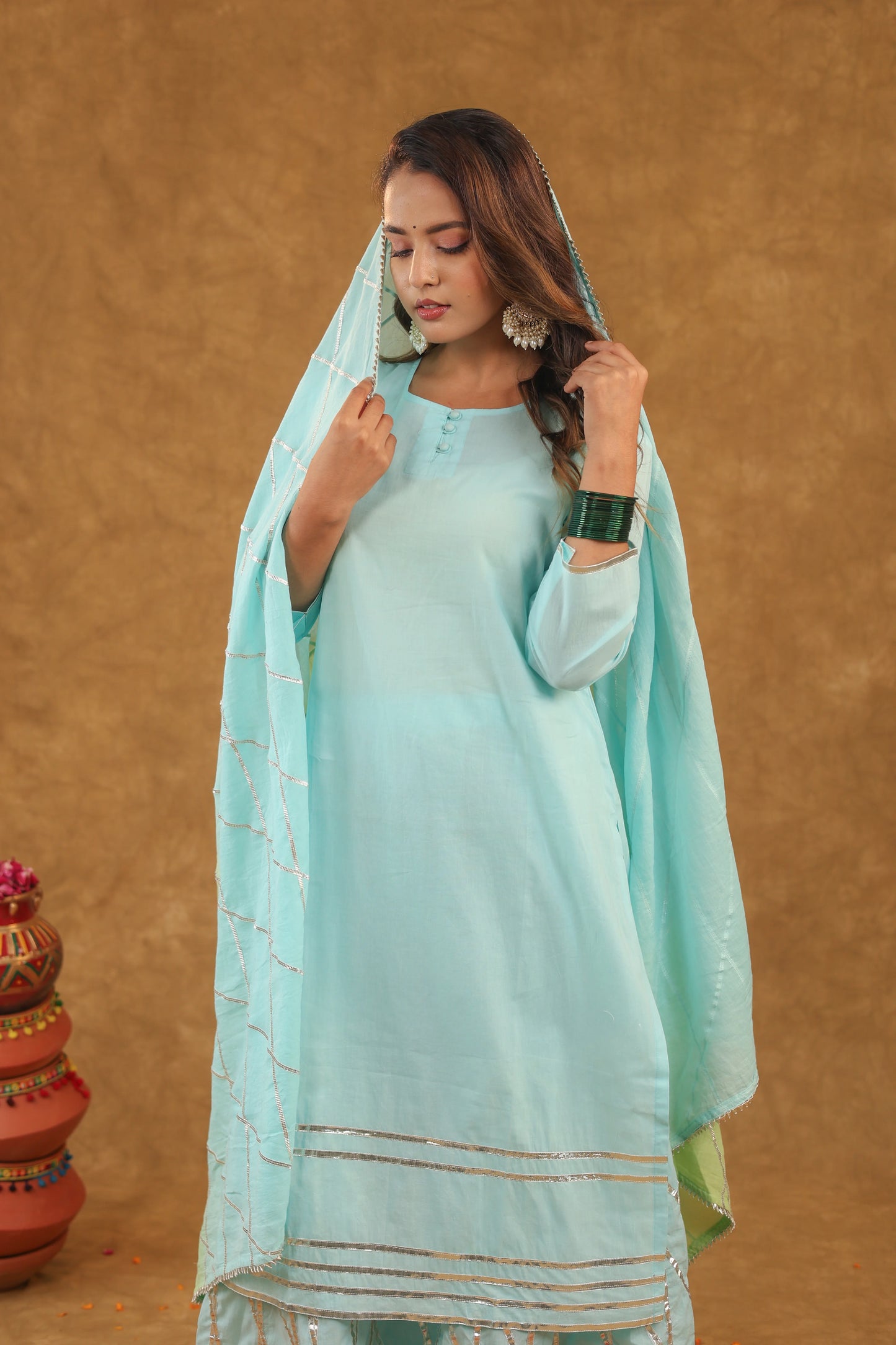 Aarohi Lime Mist Sharara Set