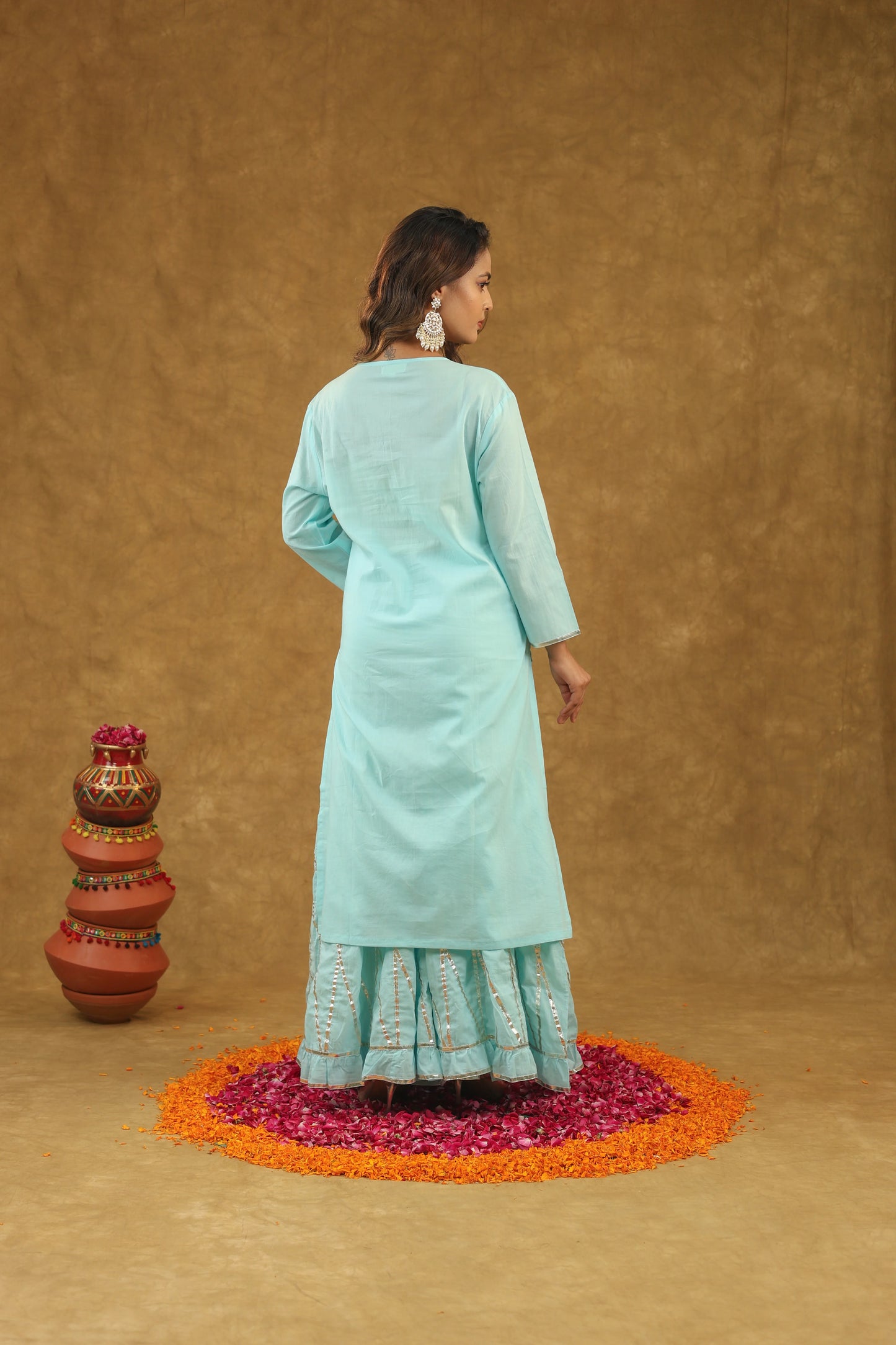 Aarohi Lime Mist Sharara Set