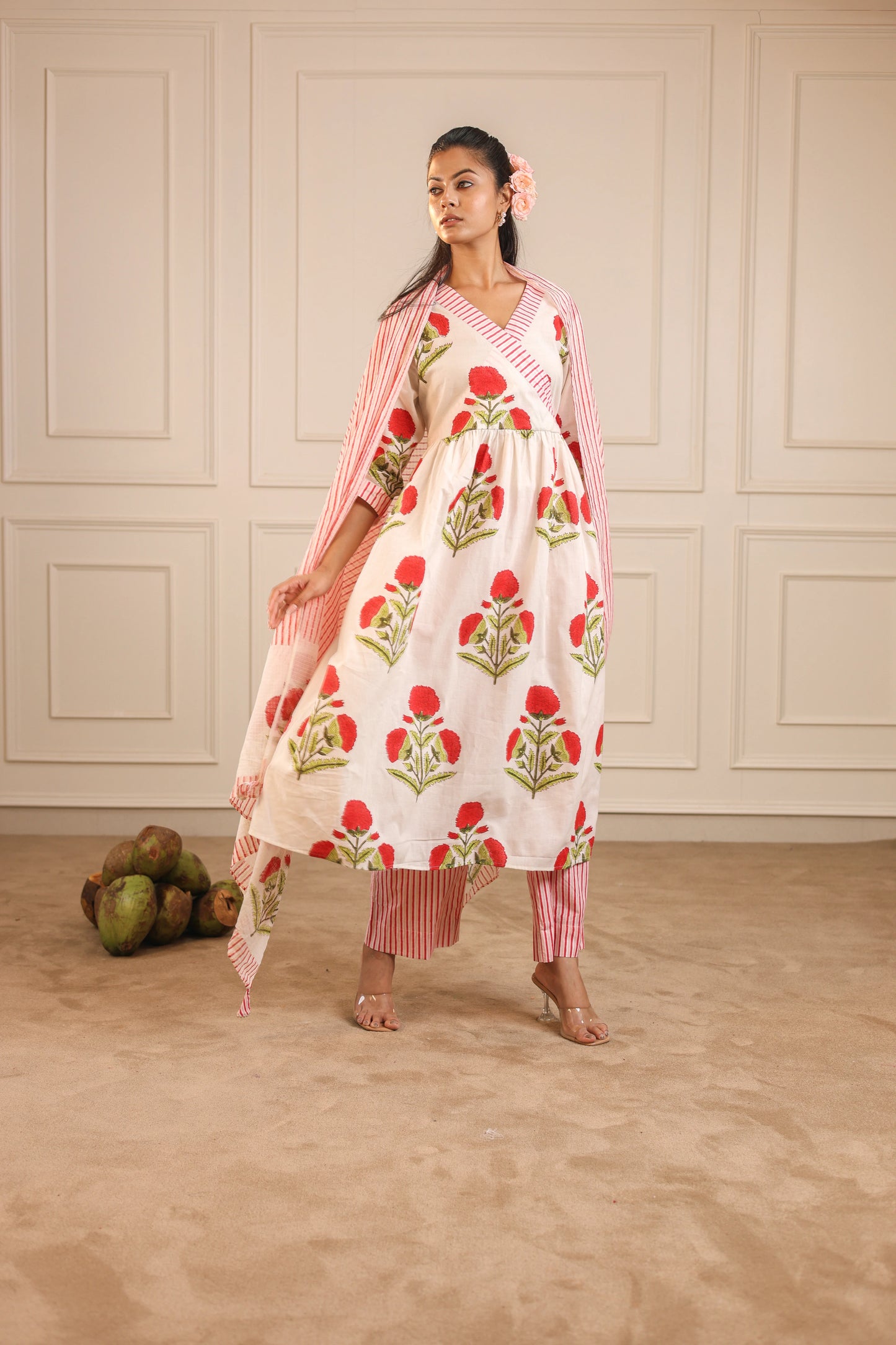 Floral Wrap Kurta Set