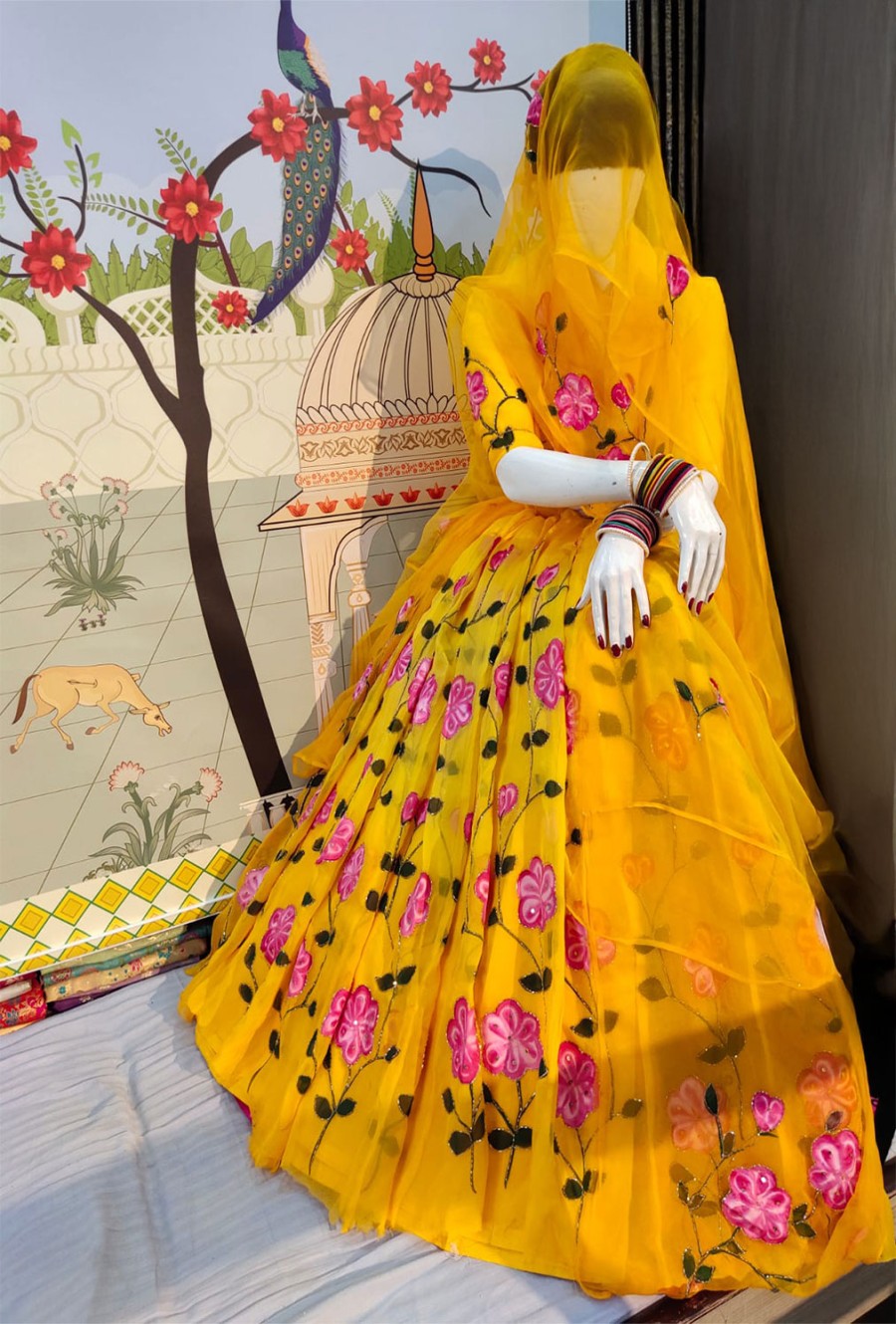 Gulposh Rajasthani Lehenga Set ( unstiched )