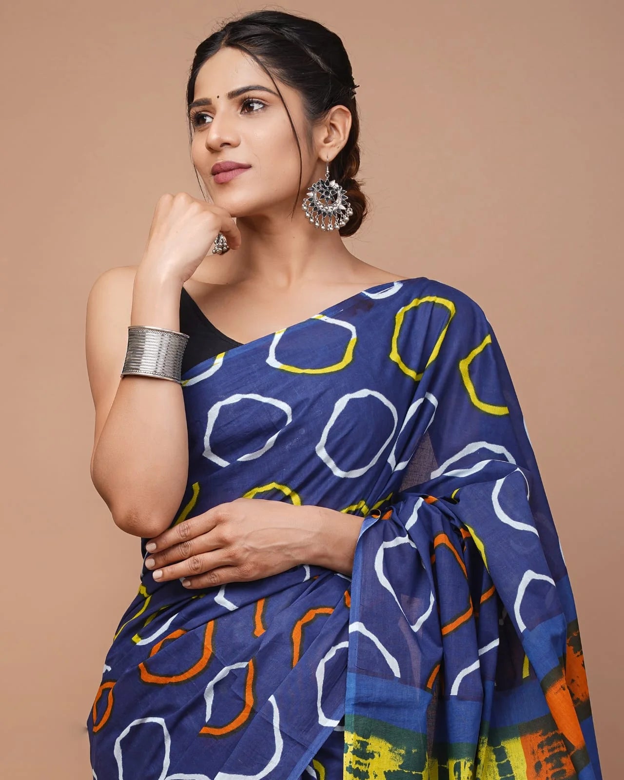 Printed Pure Cotton Mulmul Saree With Blouse