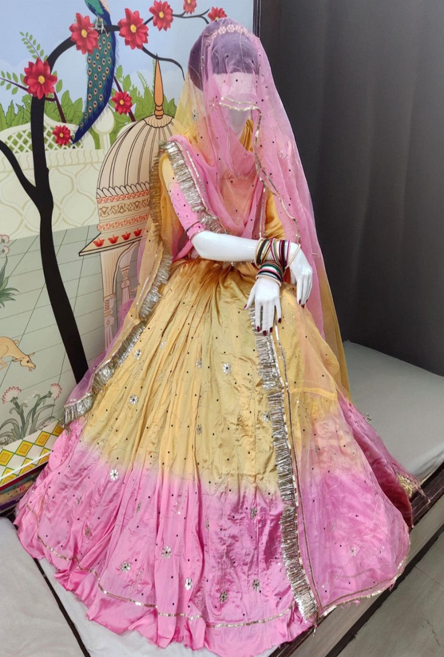 Kesariya Rajasthani Lehenga Set