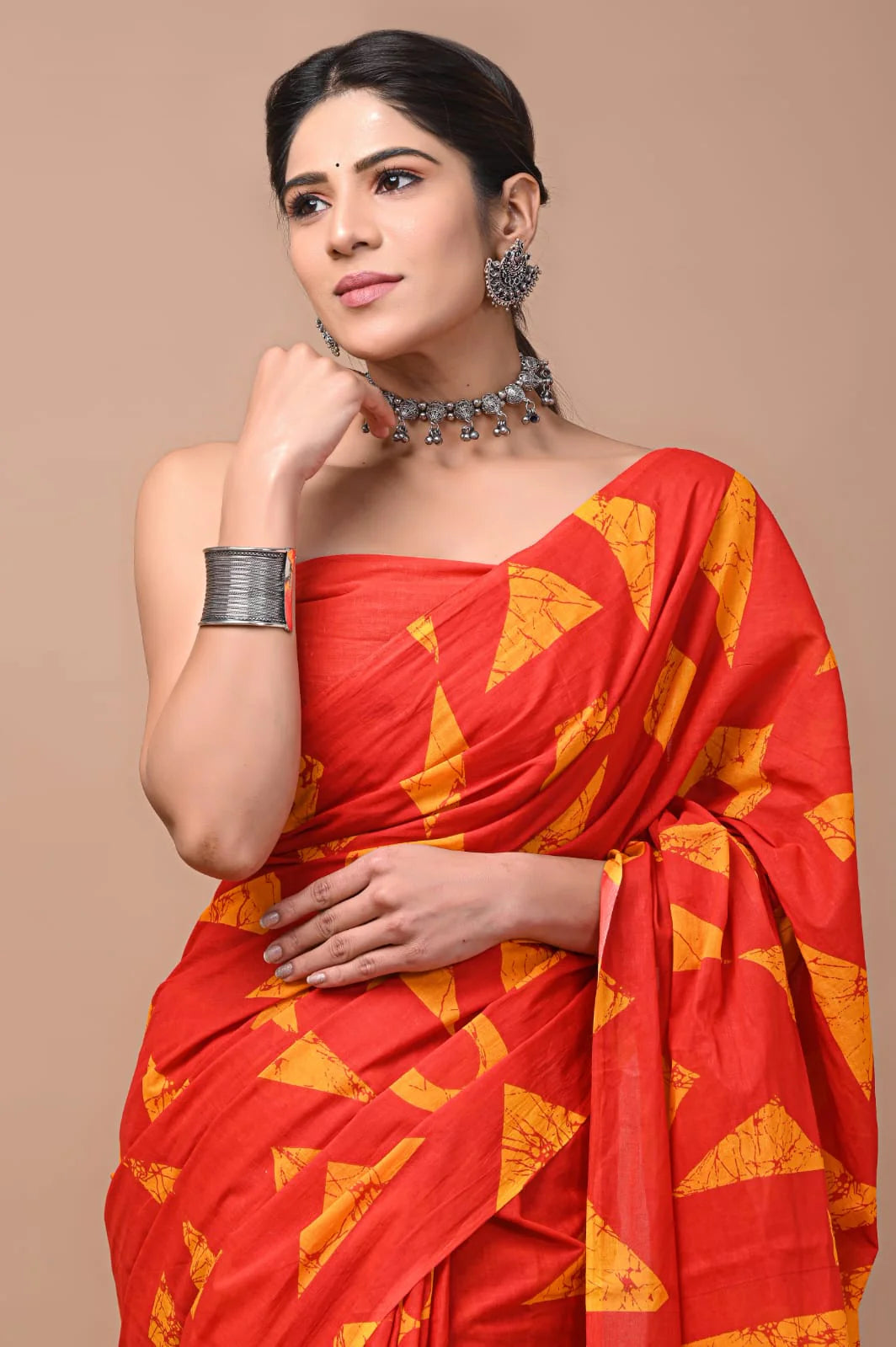 Printed Pure Cotton Mulmul Saree With Blouse