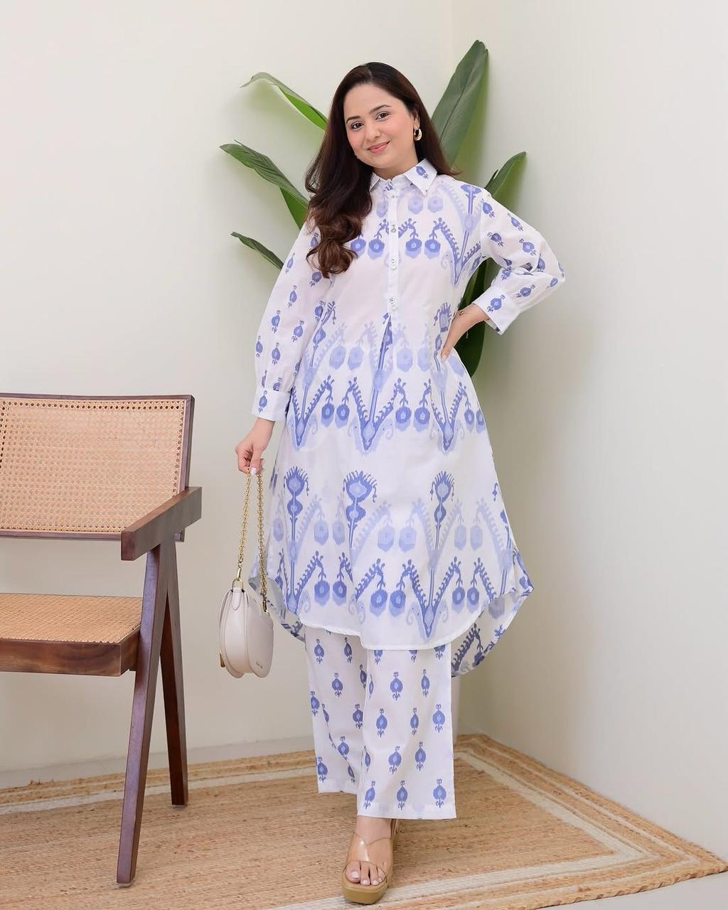 White Ghera Kurti set