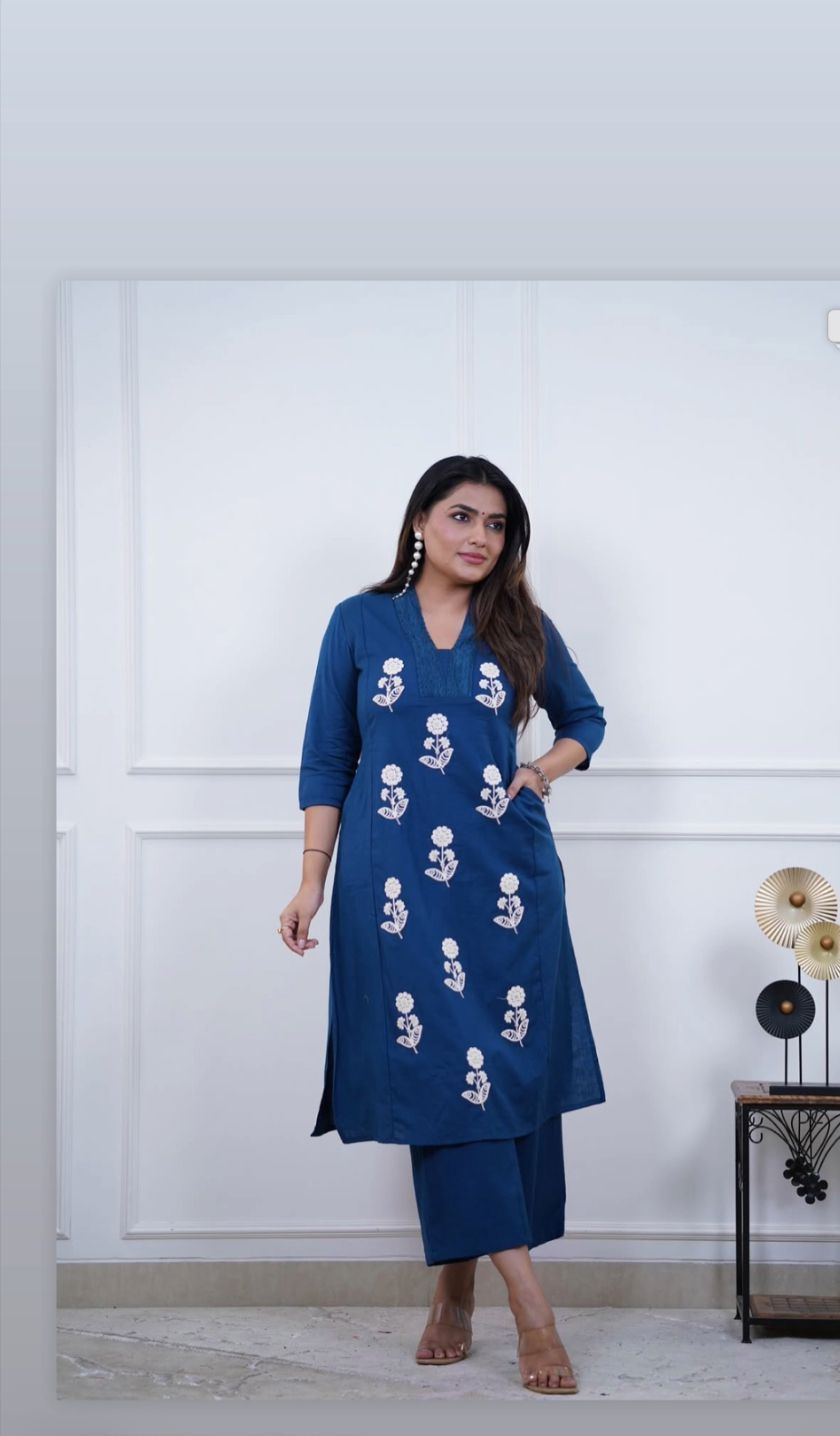 Blue Copper Suit set Pure Cotton