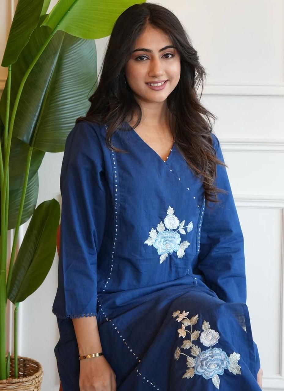 Blue Cotton Kurta set