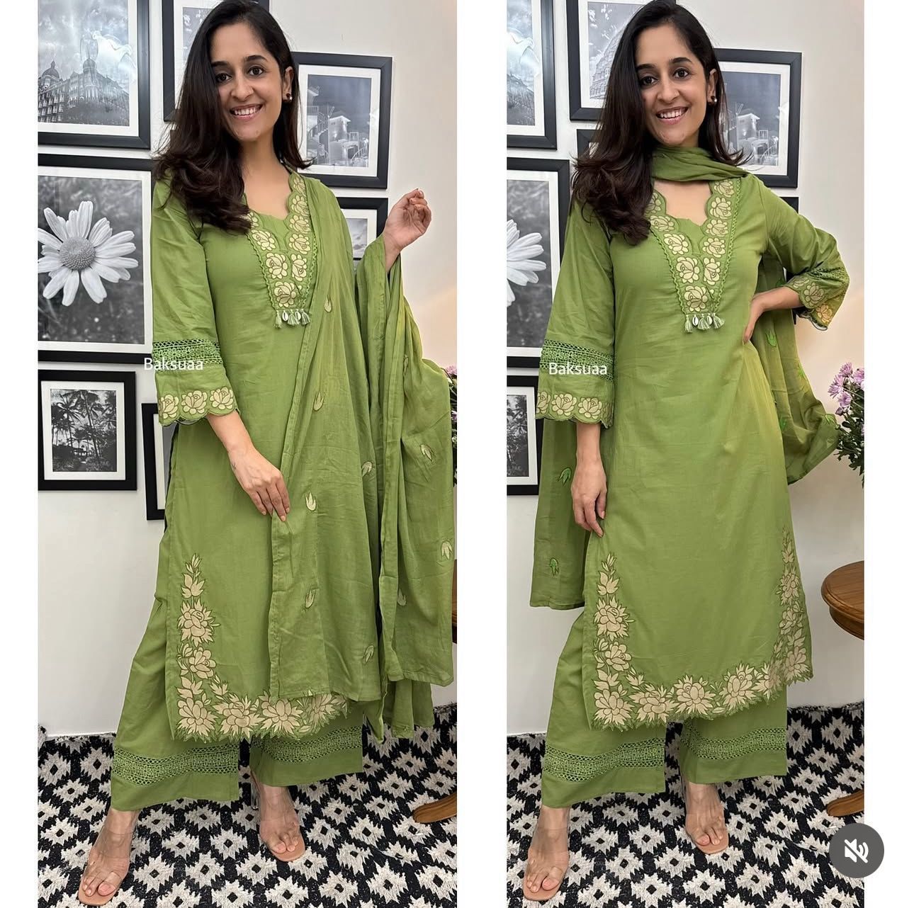 Green Cotton Suit Set