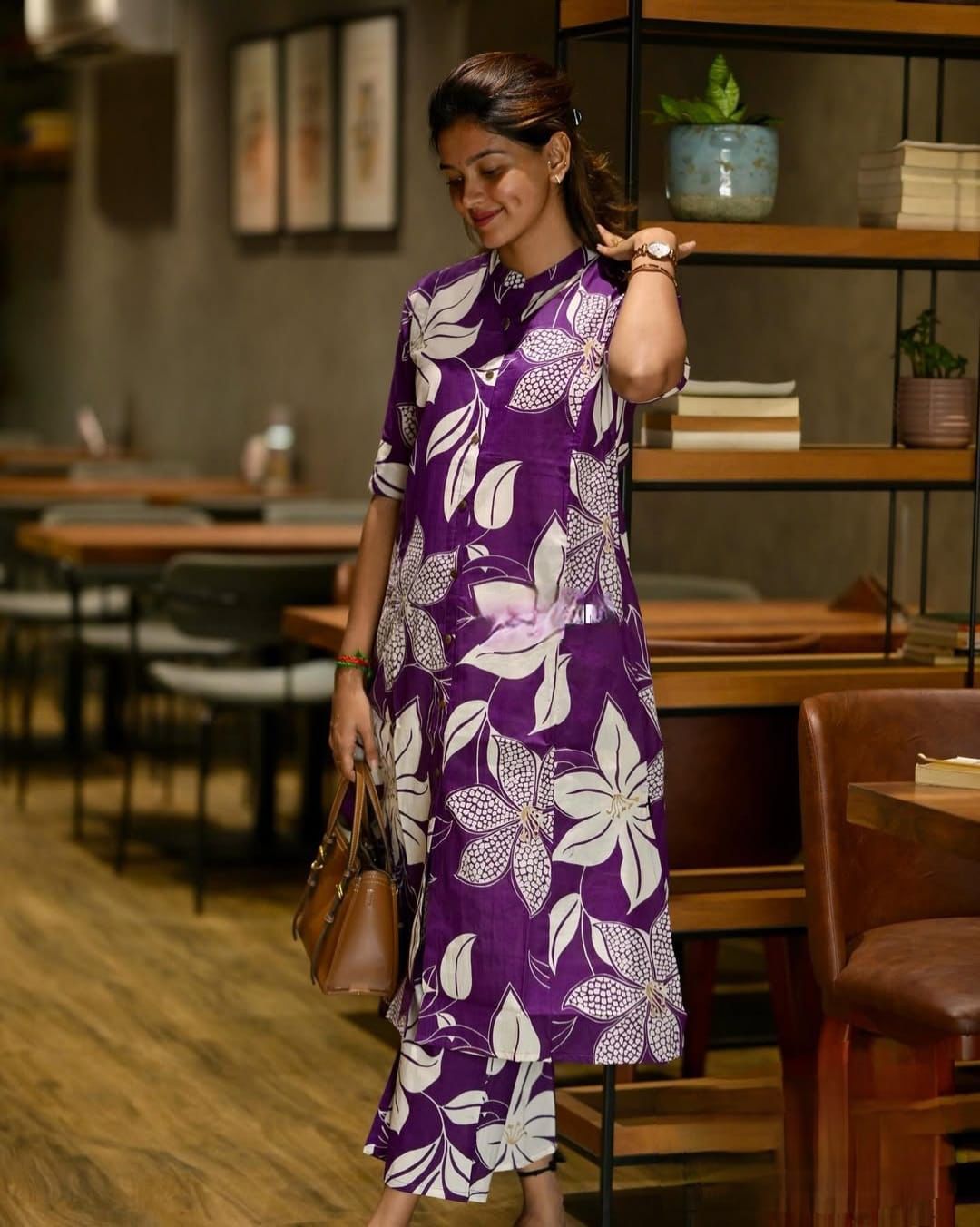 Purple Pure Cotton Coord Set