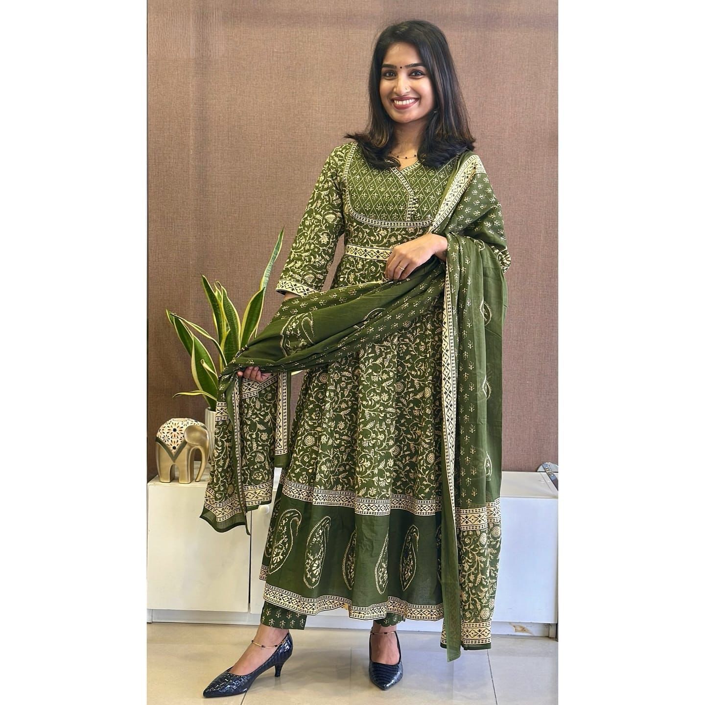 Green Angrakha Suit Set