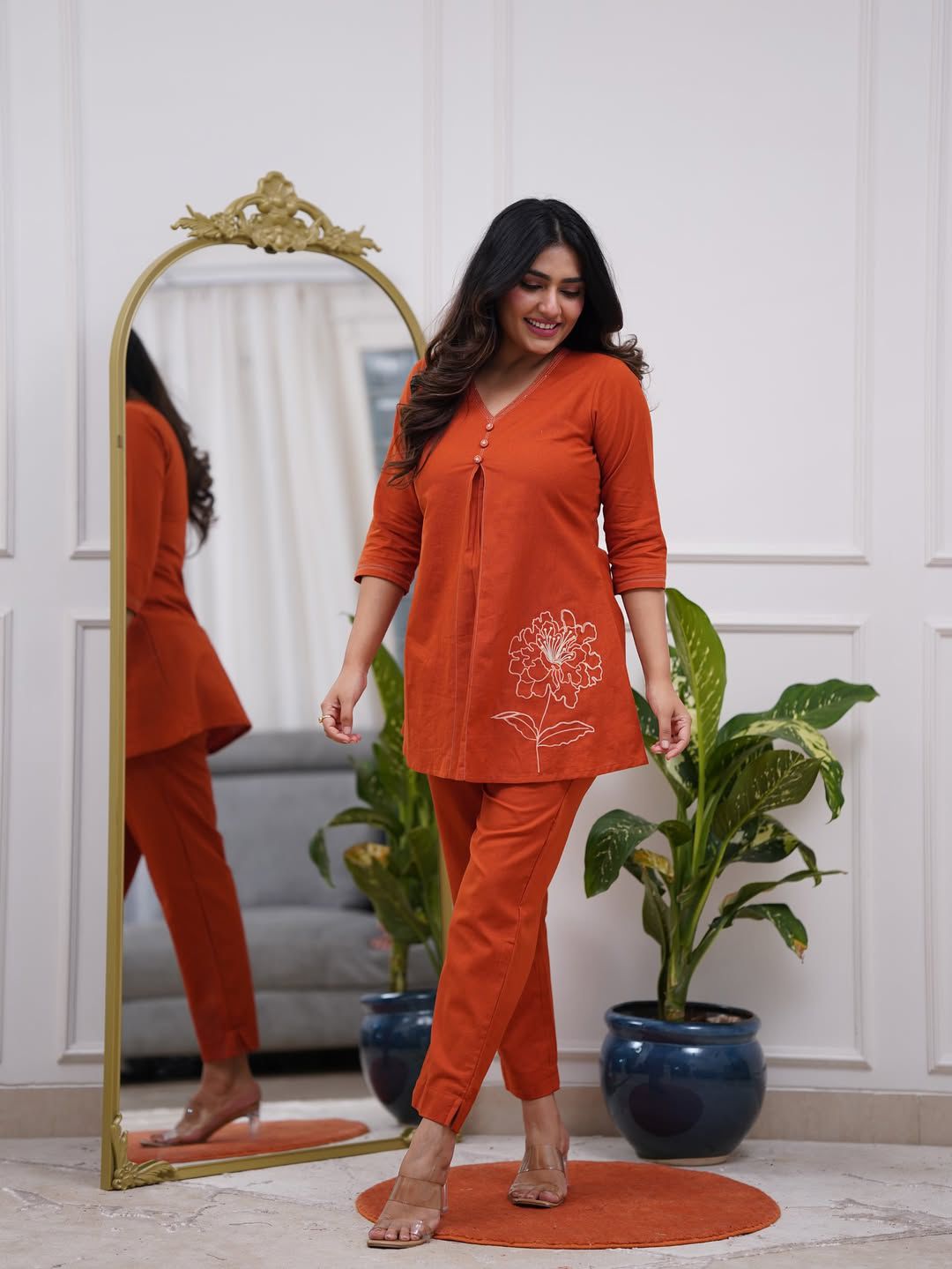 Orange Cotton Coord Set