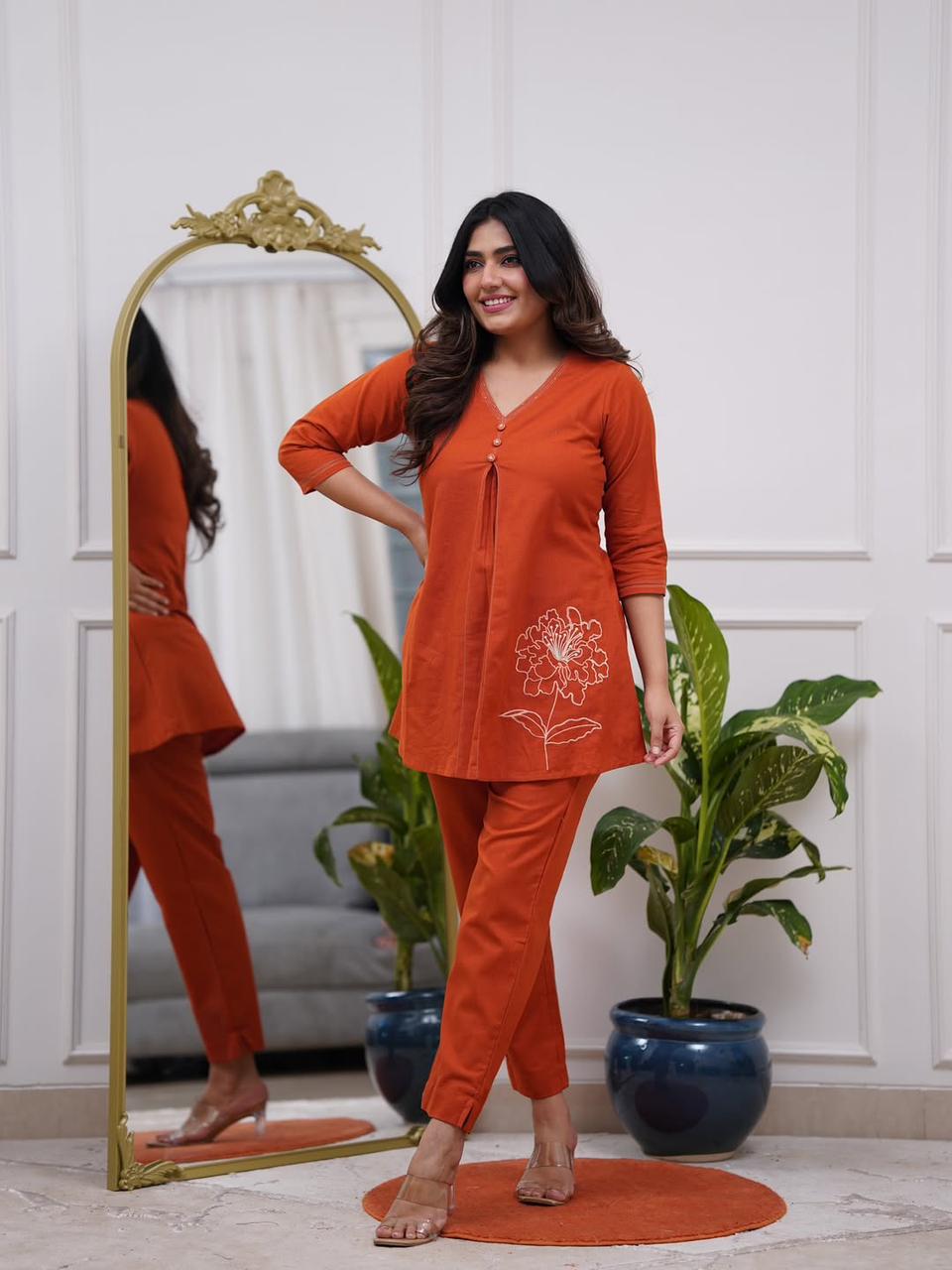 Orange Cotton Coord Set
