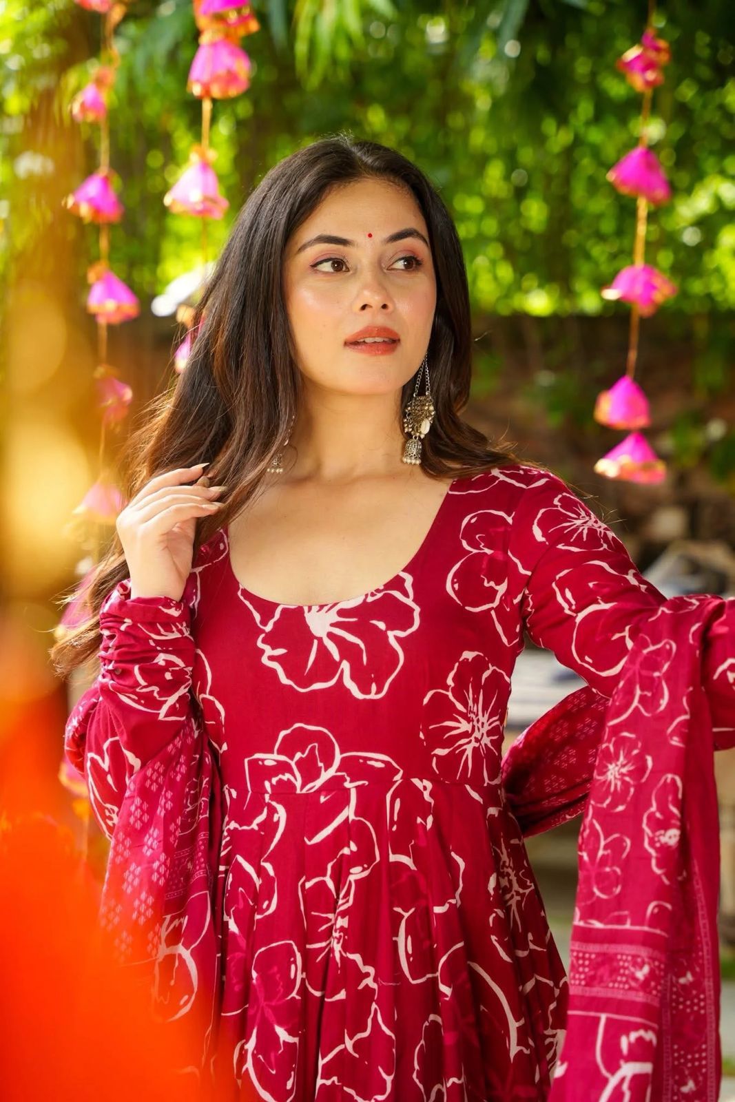 Red Anarkali Suit Set