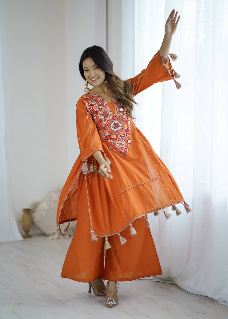 Orange Kurti with Plazzo