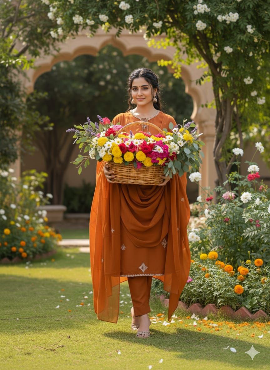 Kasuti Copper Threadwork Kurta Set