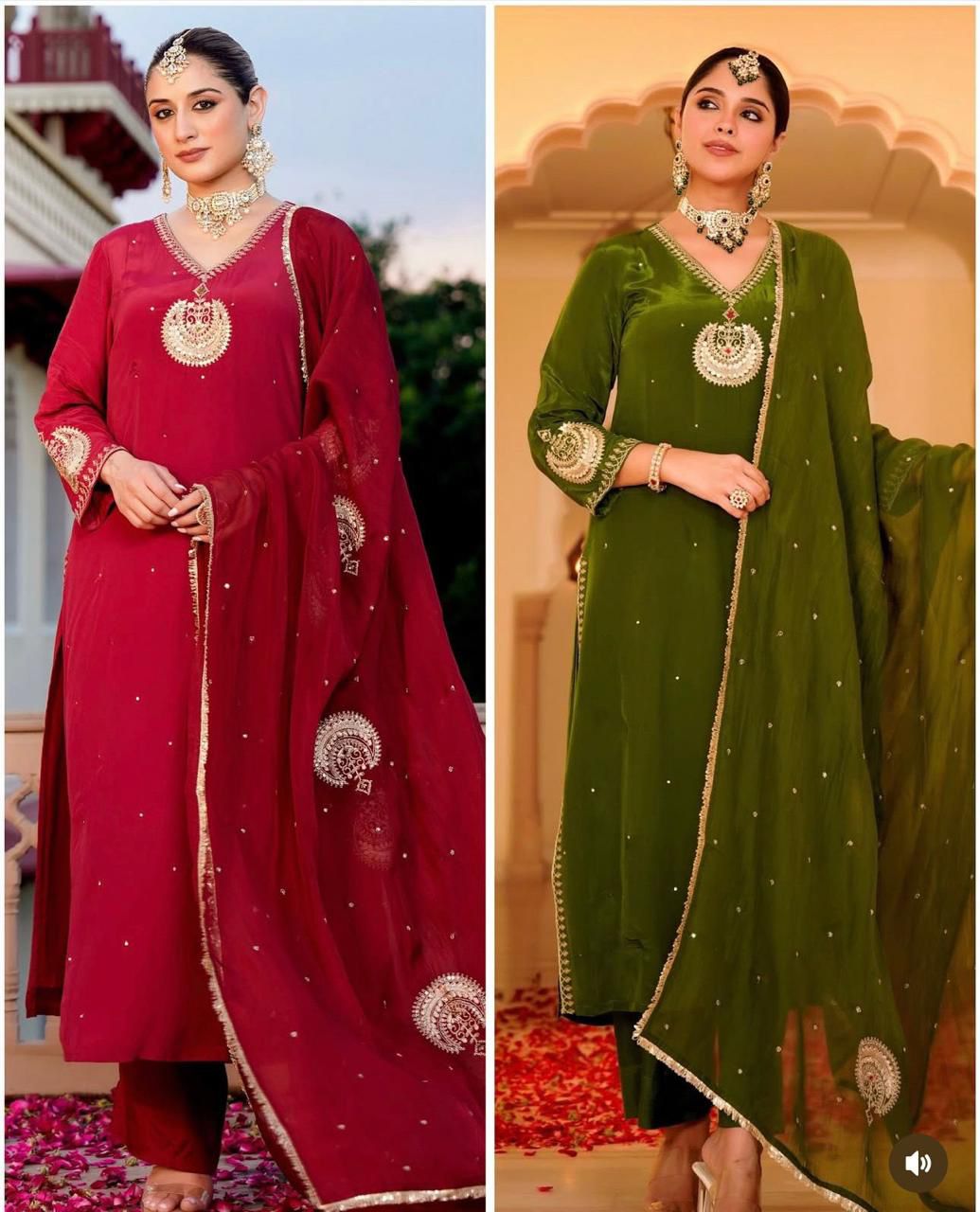 DREAMY MAHENDI FLAIRED SUIT SET
