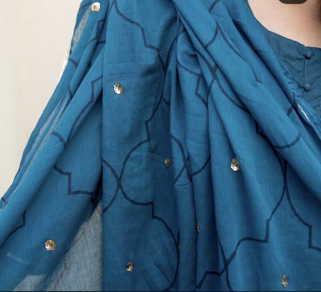 Regal Teal Blue Handcrafted Anarkali Suit