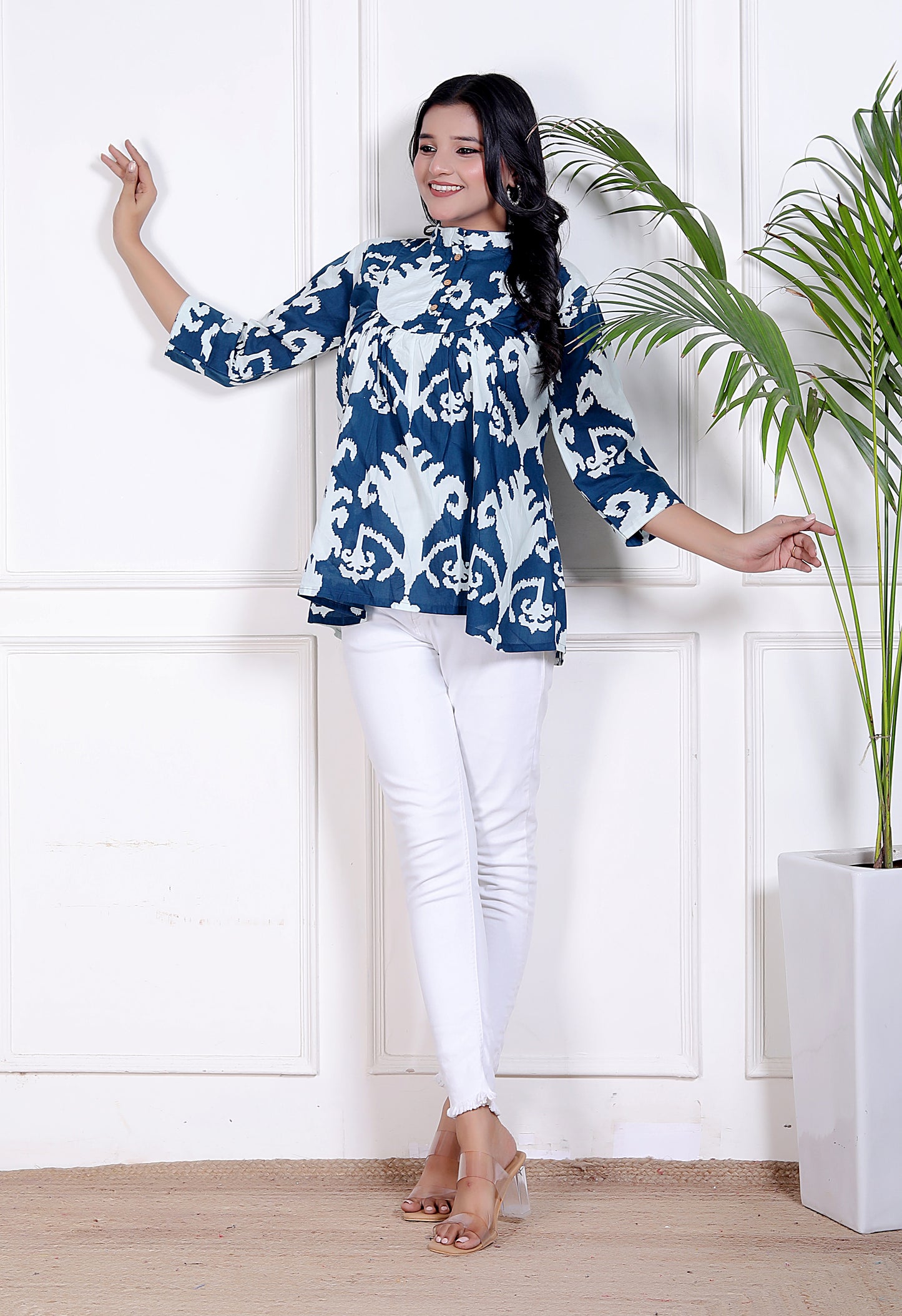 Indigo White Floral Top