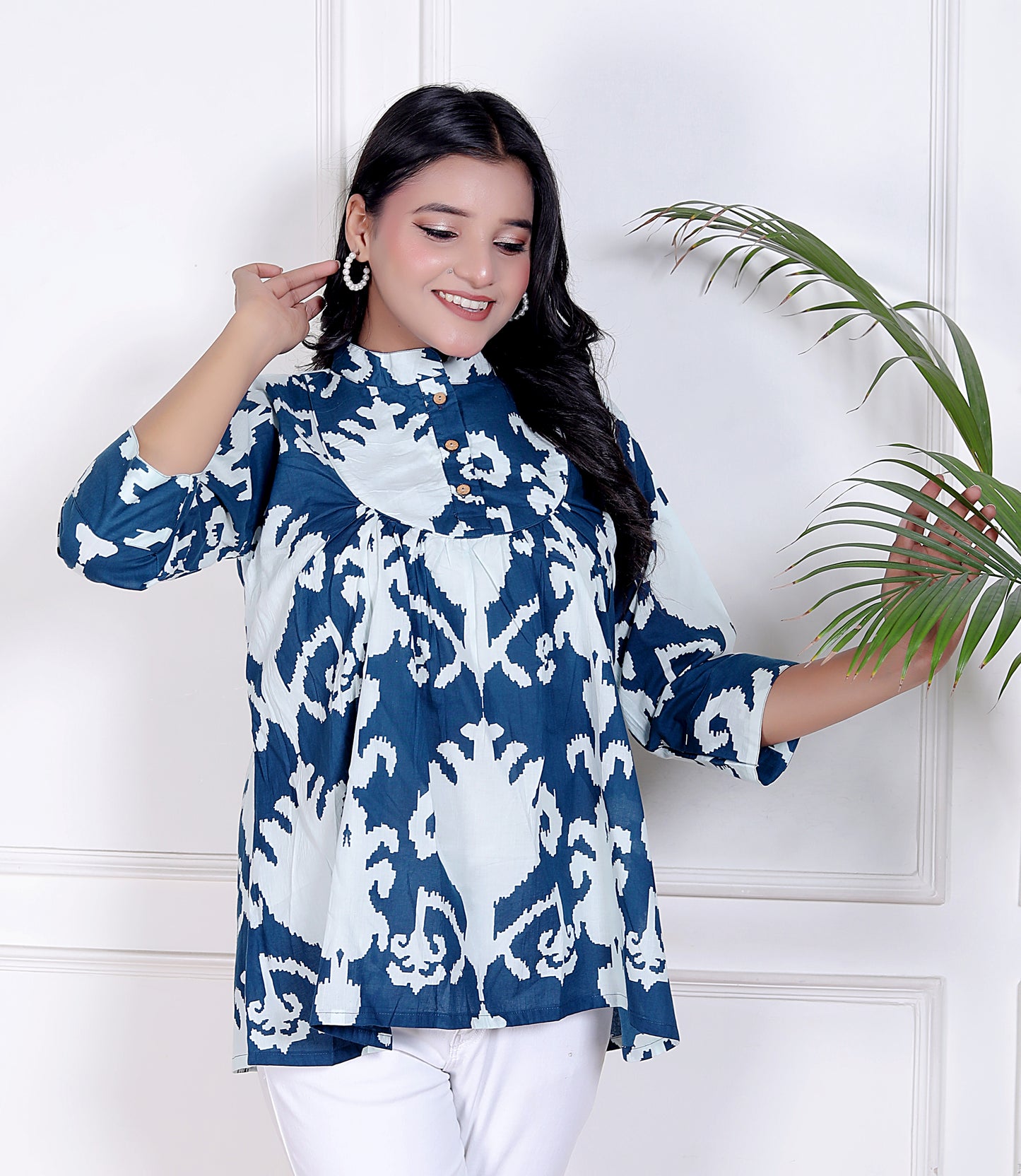 Indigo White Floral Top