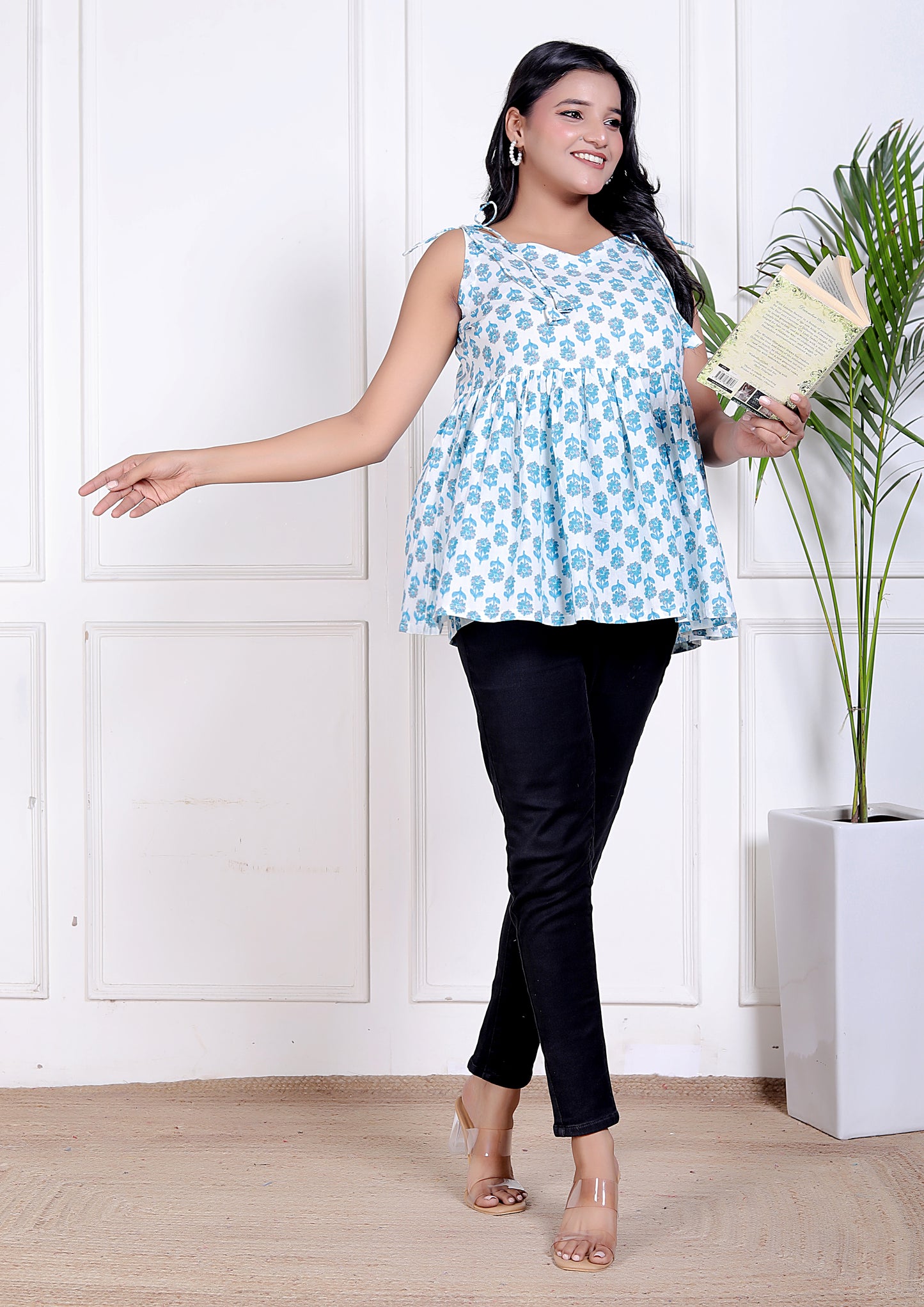 Blue Blossom Flared Top