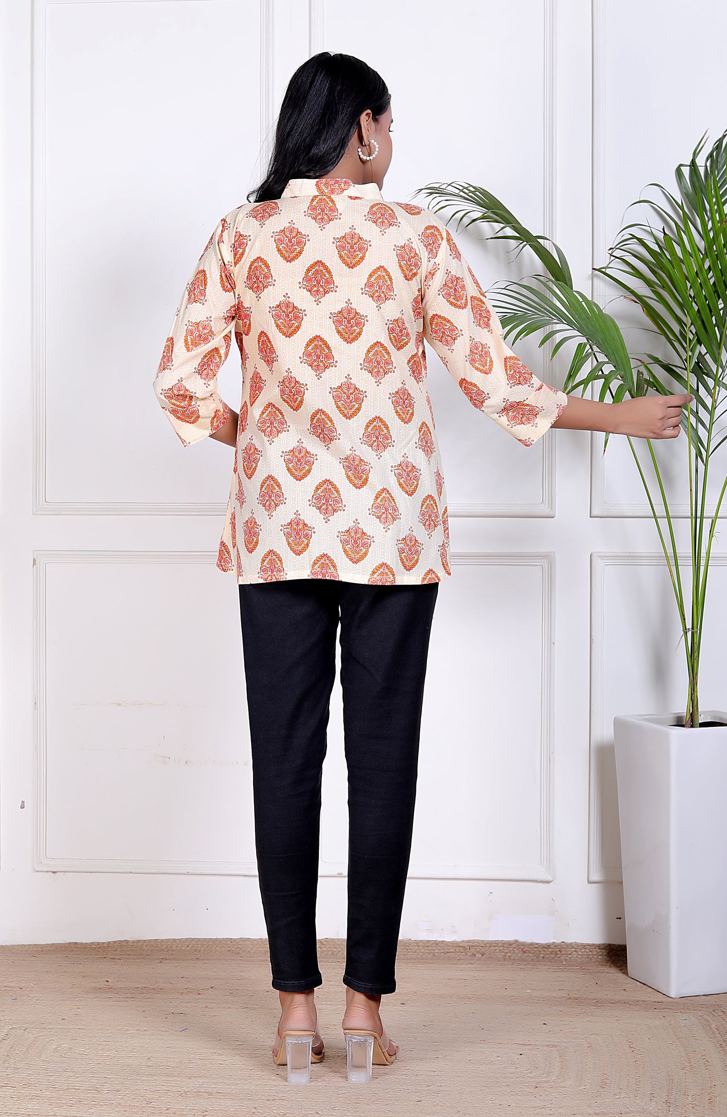 Peach Bloom Cotton Kurta