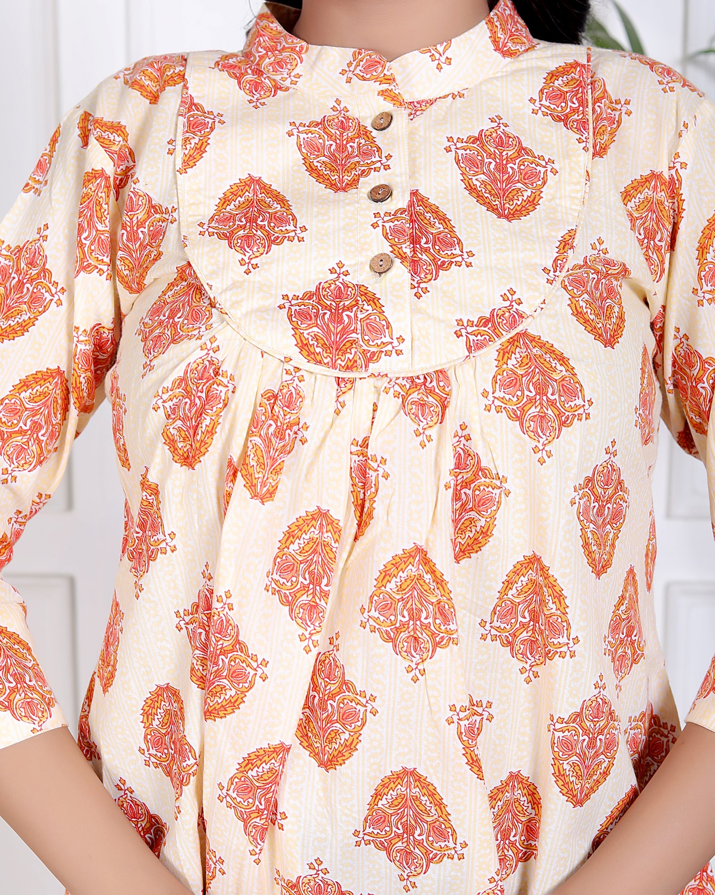 Peach Bloom Cotton Kurta