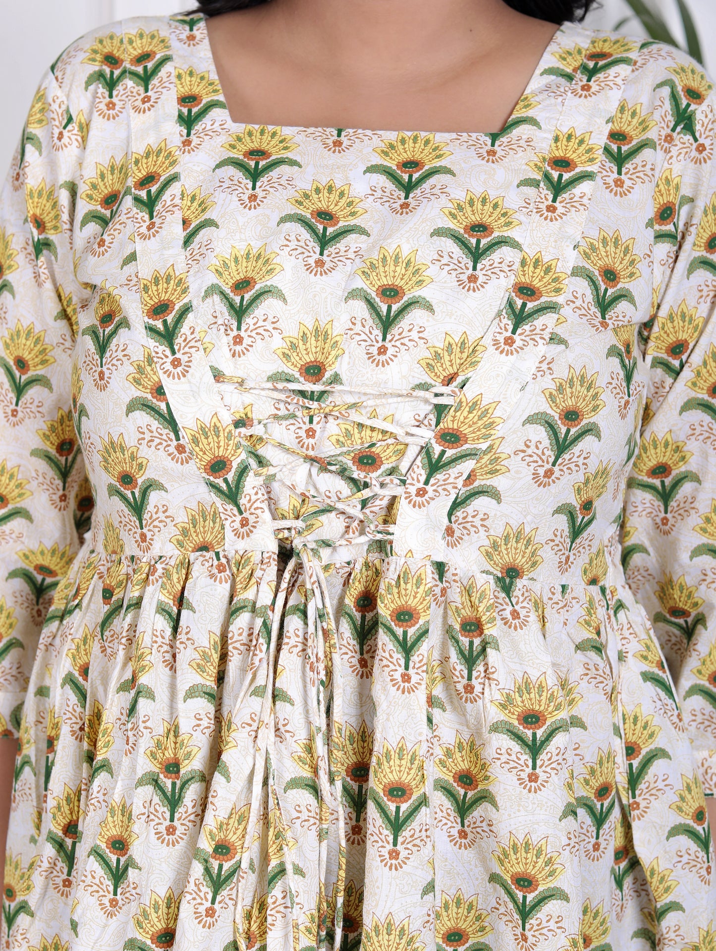 Bright Mustard Floral Peplum Top