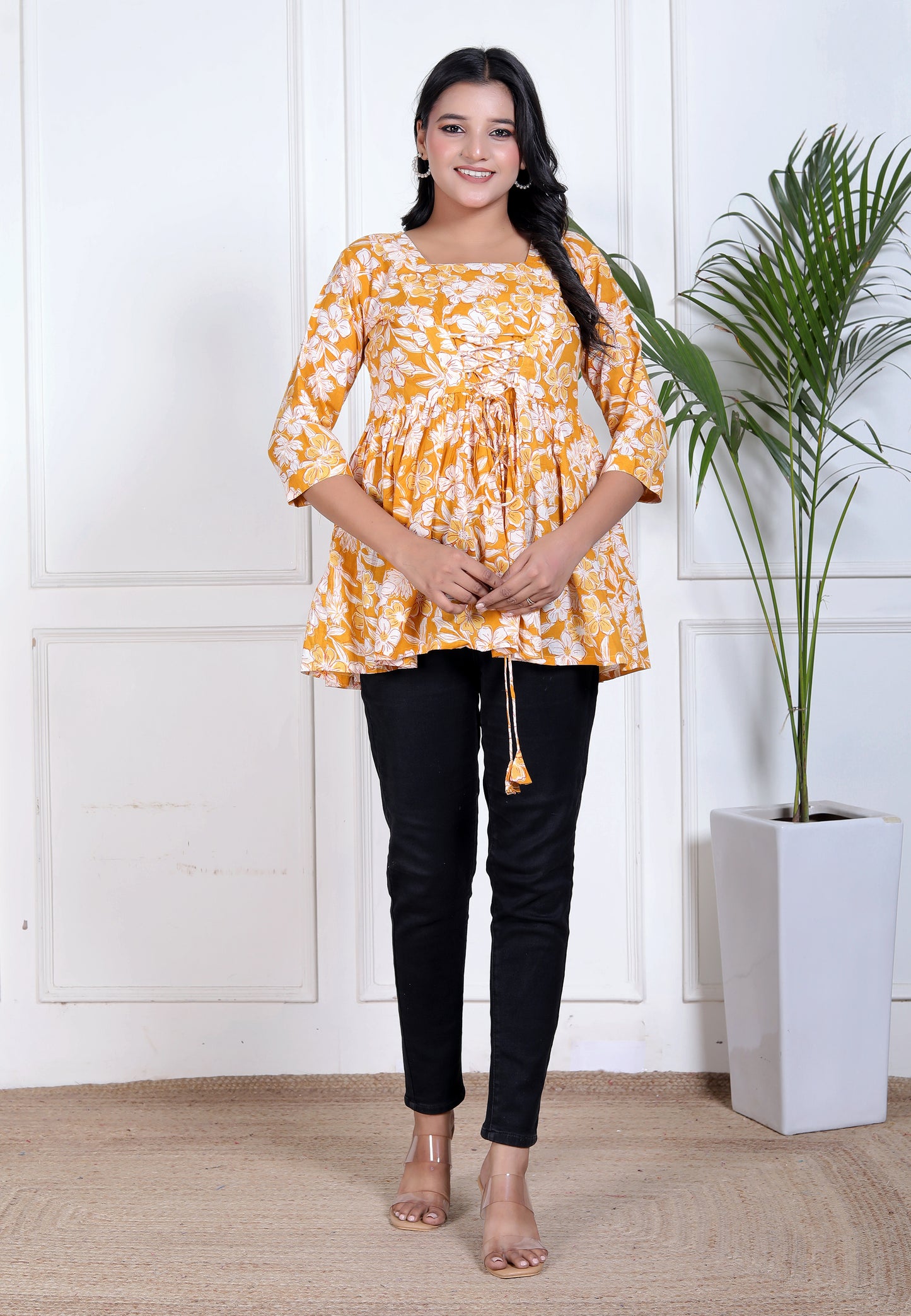 Sunshine Bloom Tie-Front Top