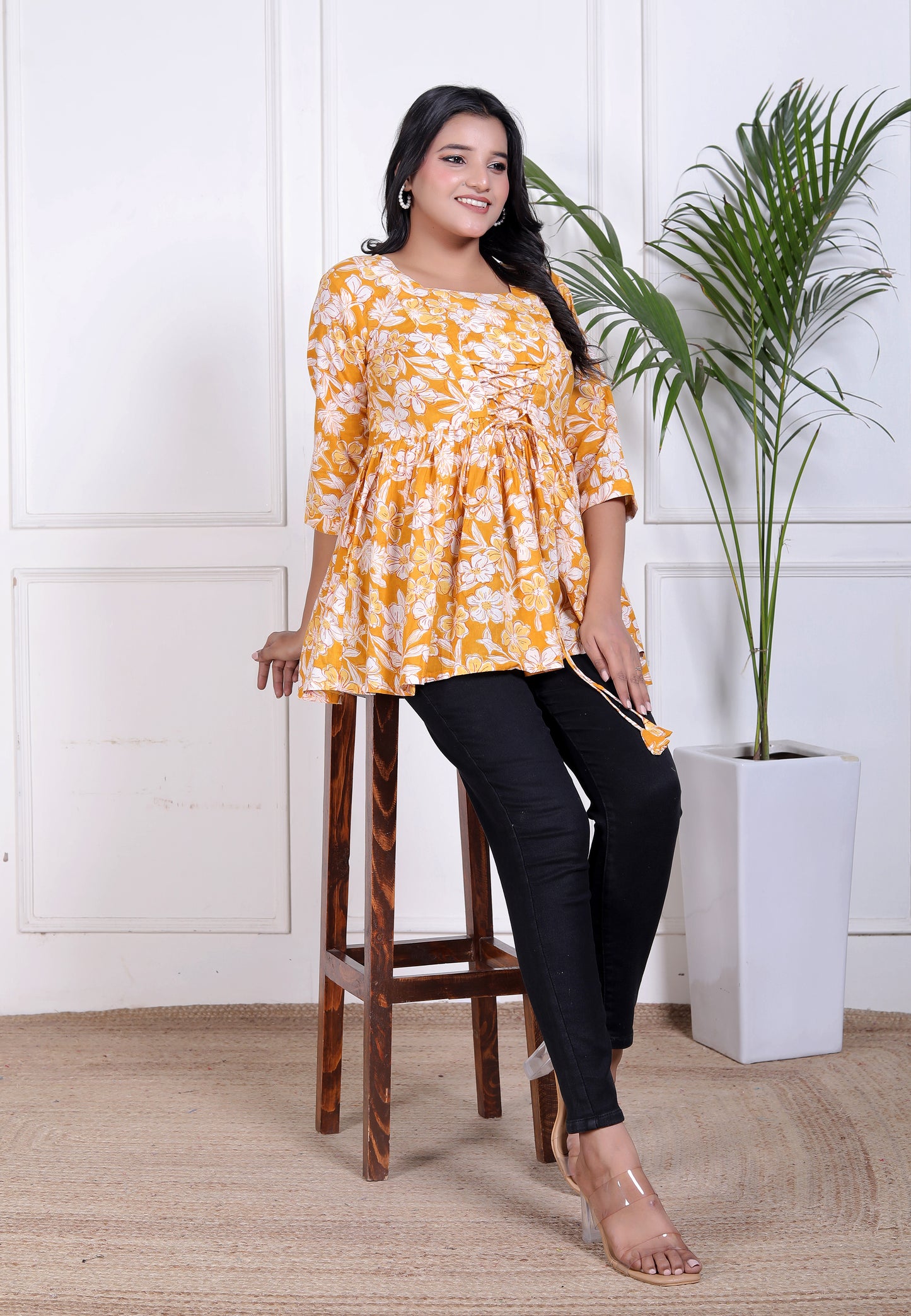 Sunshine Bloom Tie-Front Top