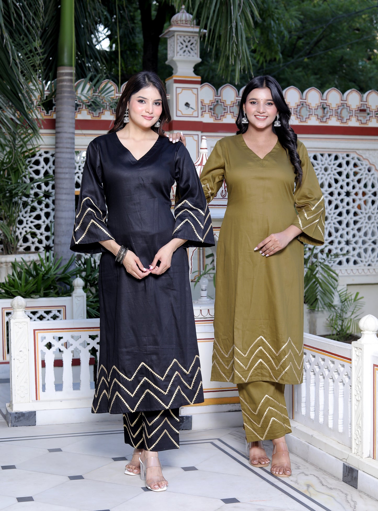 GRACE GREEN & DIGITAL PRINT SUIT SET