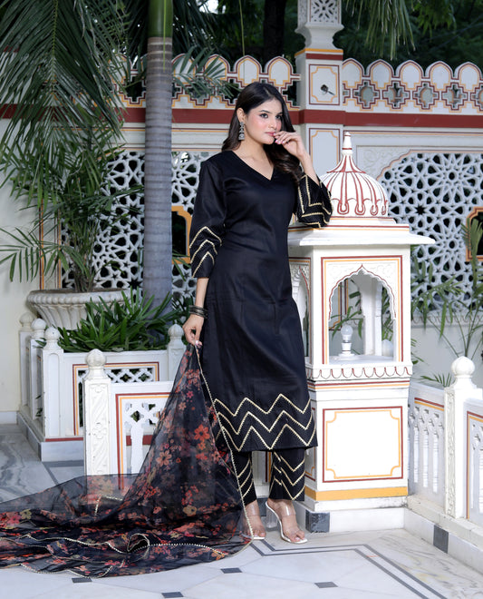 GRACE BLACK & DIGITAL PRINT SUIT SET