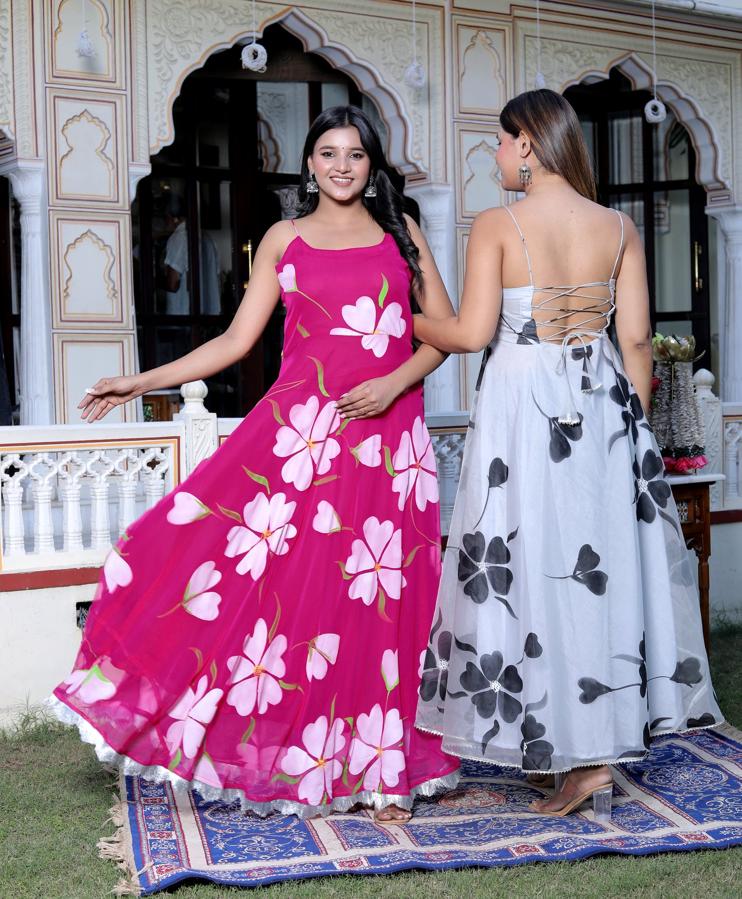 GULFETA GRAY ORAGANZA ANARKALI SUIT SET