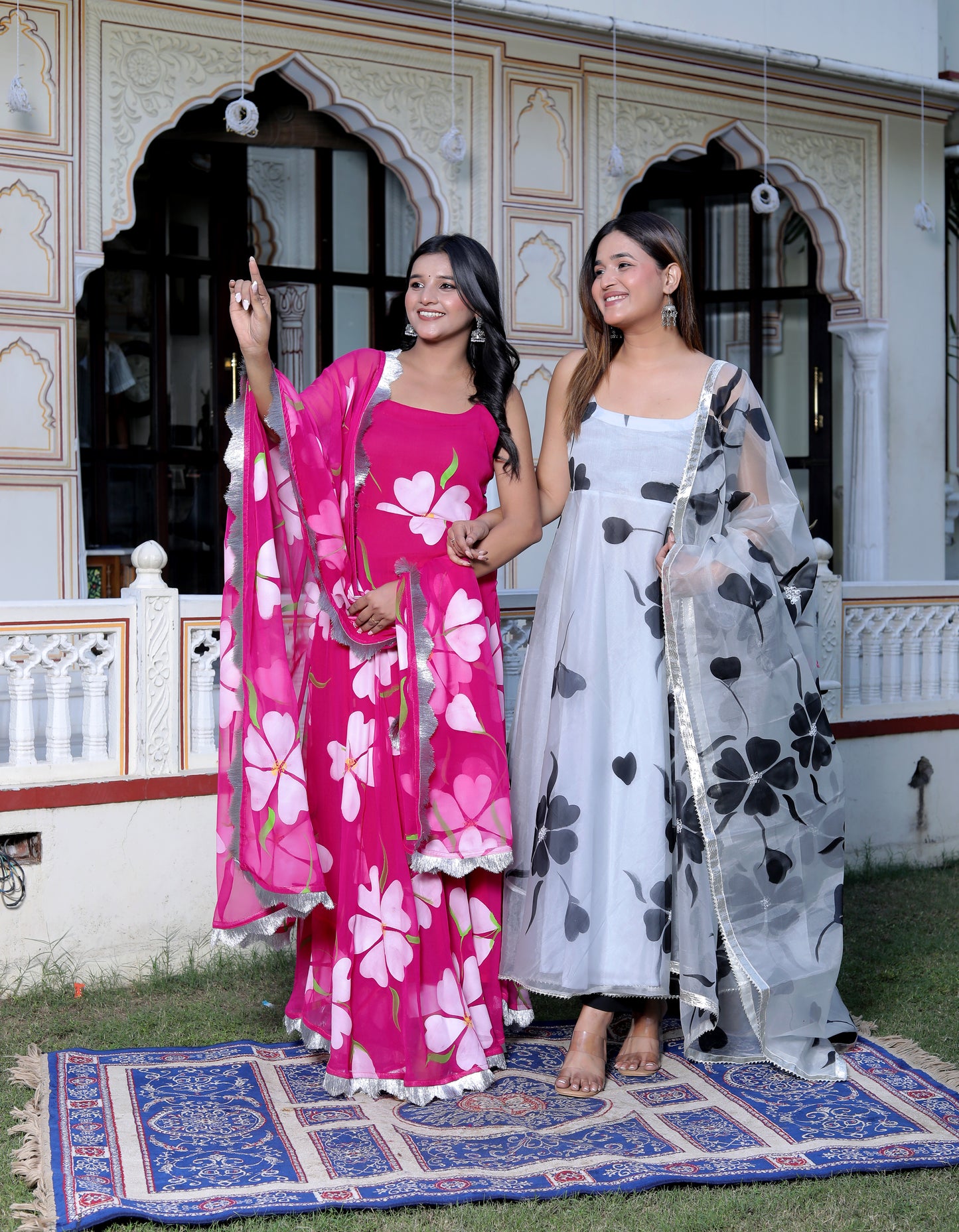 GULFETA GRAY ORAGANZA ANARKALI SUIT SET