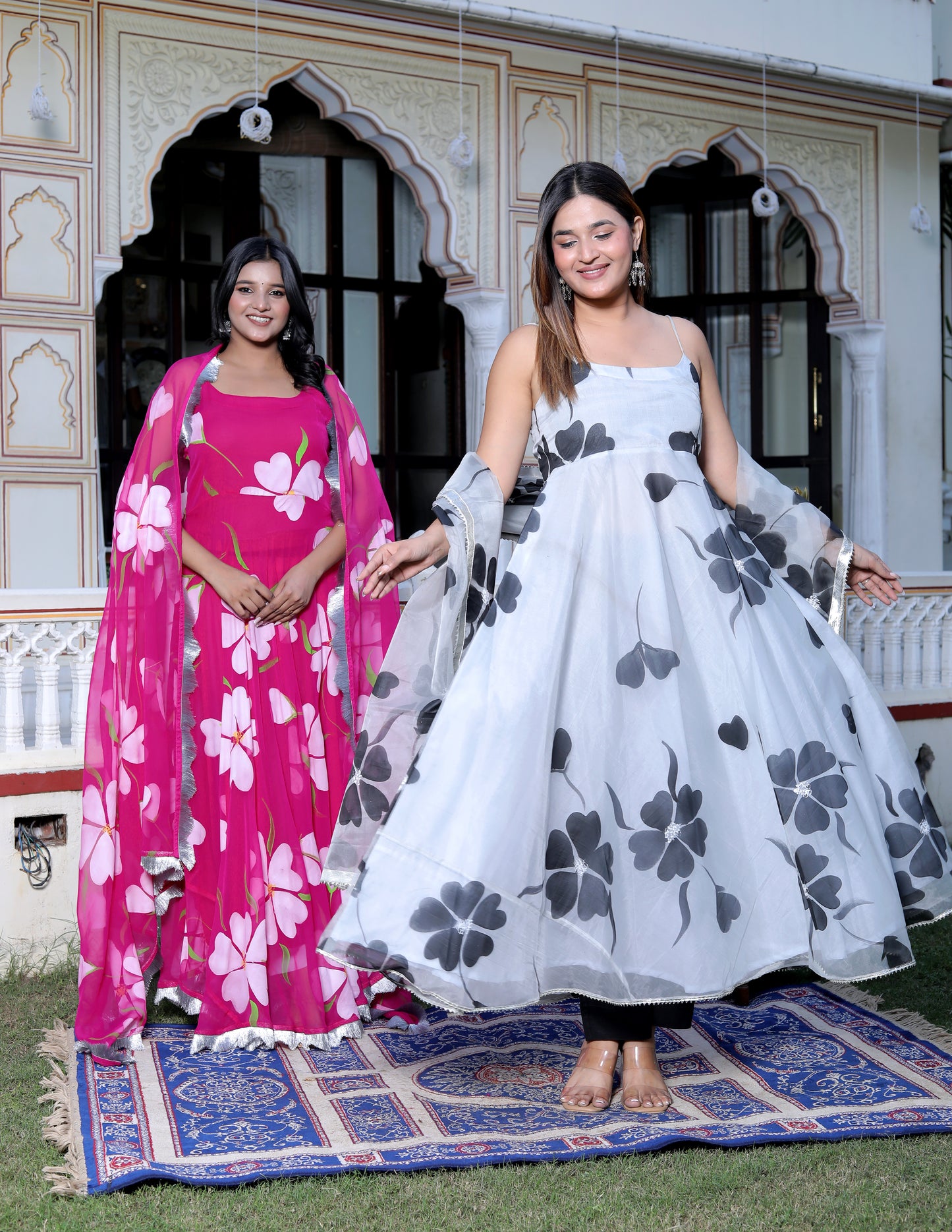 GULFETA GRAY ORAGANZA ANARKALI SUIT SET