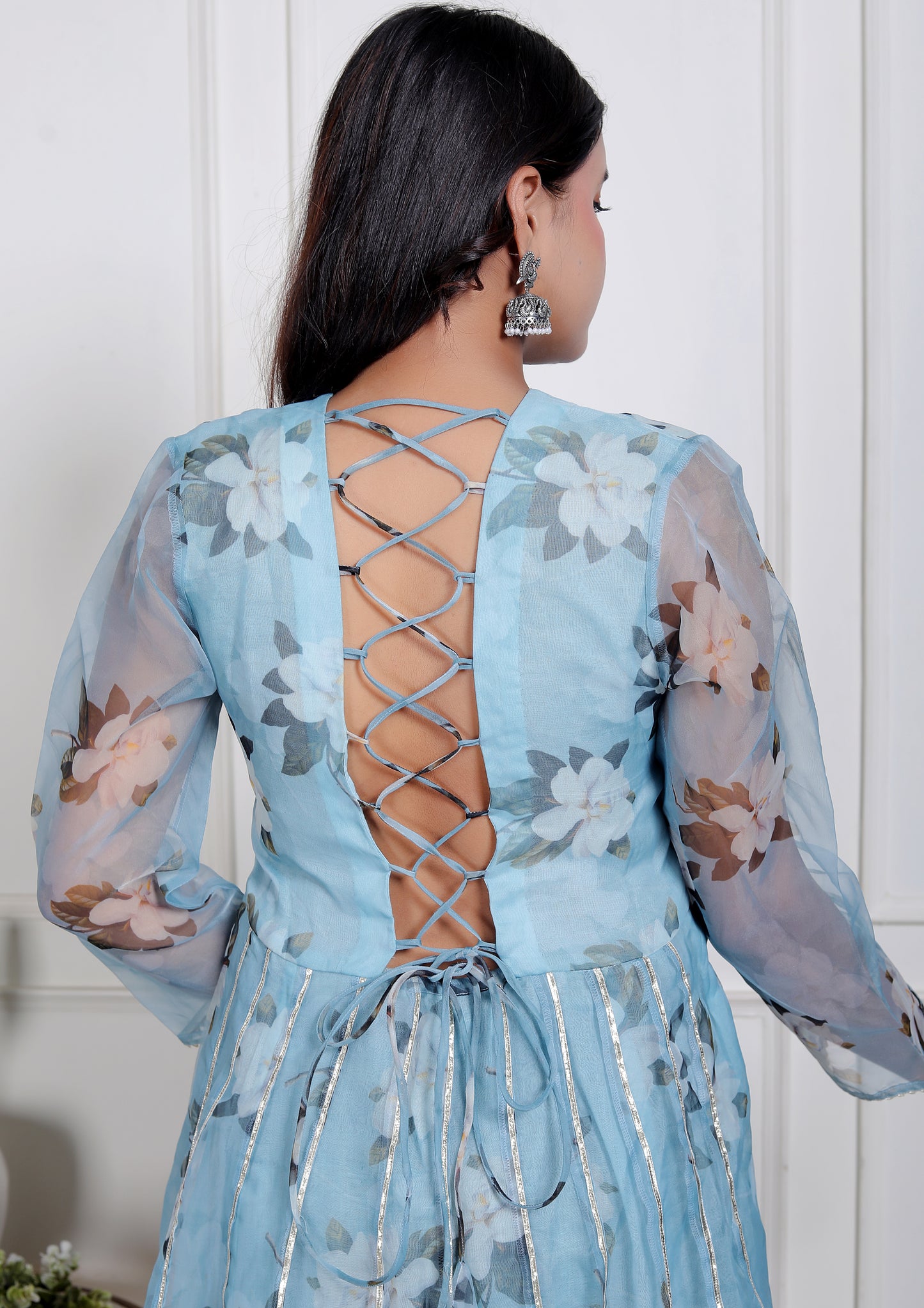 SUHANA POWDER BLUE ORGANZA SUIT SET