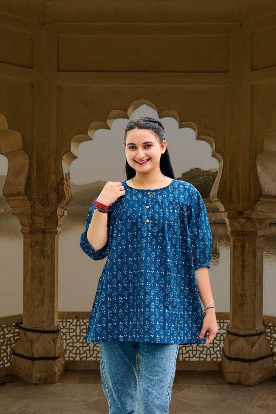 Blue Printed Cotton Tunic