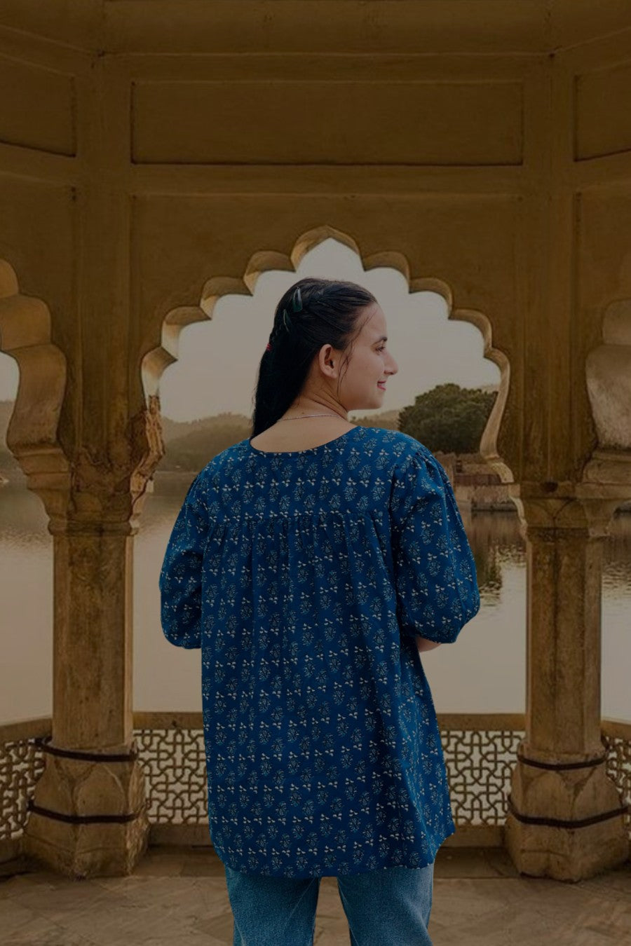 Blue Printed Cotton Tunic