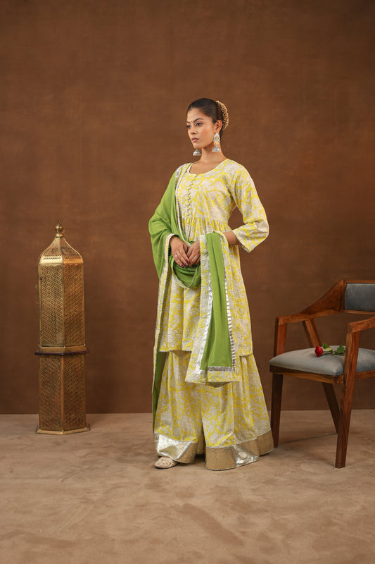 Printed Elegance Sharara Suit