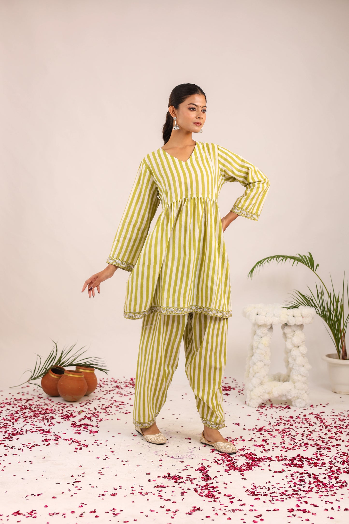 Olive Stripe Coord Set