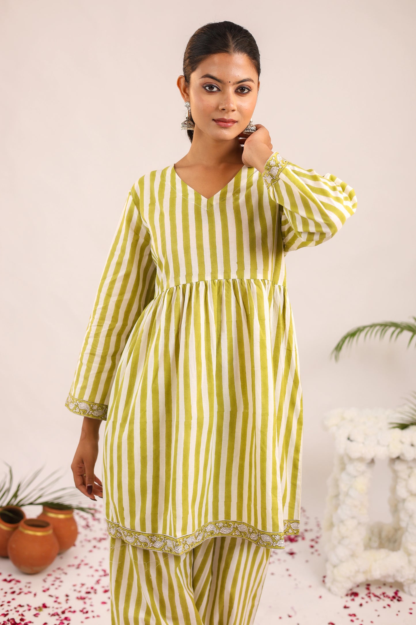 Olive Stripe Coord Set